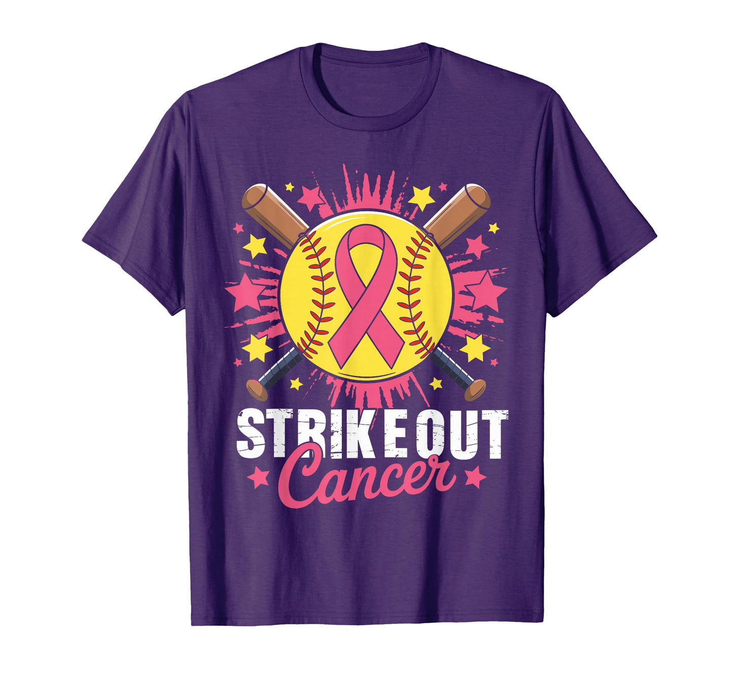 Strike Out Breast Cancer Awareness Softball Pink Women Girls T-Shirt