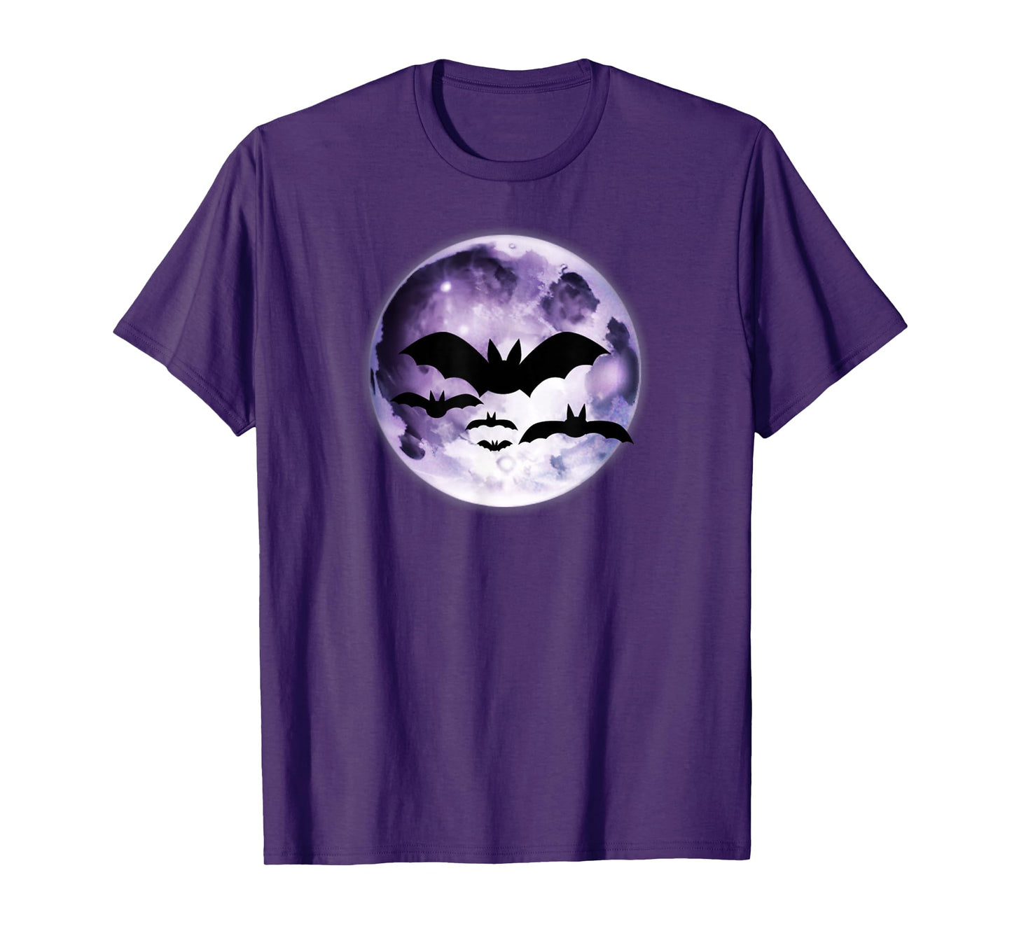 Beautiful Flying Bats Purple Full Moon Silhouette T-Shirt