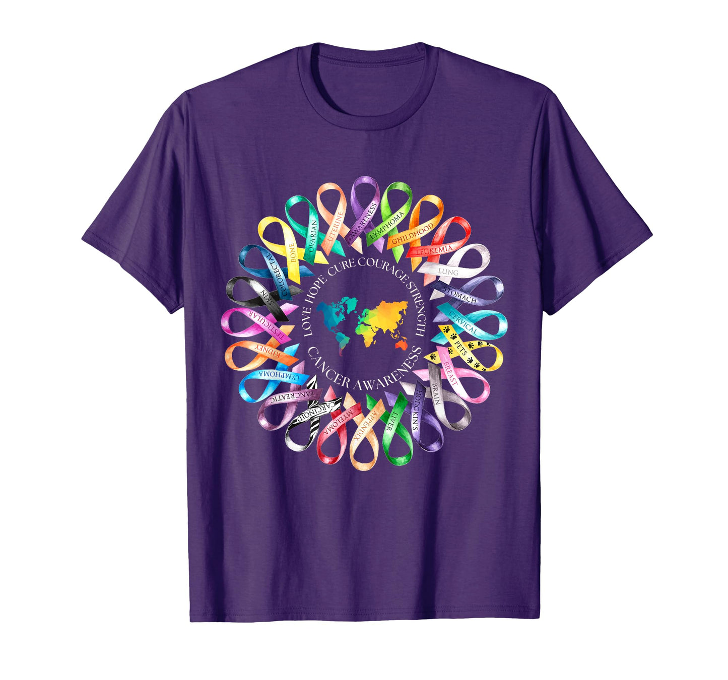 All Cancer Matters Survivors Awareness Fight Ribbon Support T-Shirt