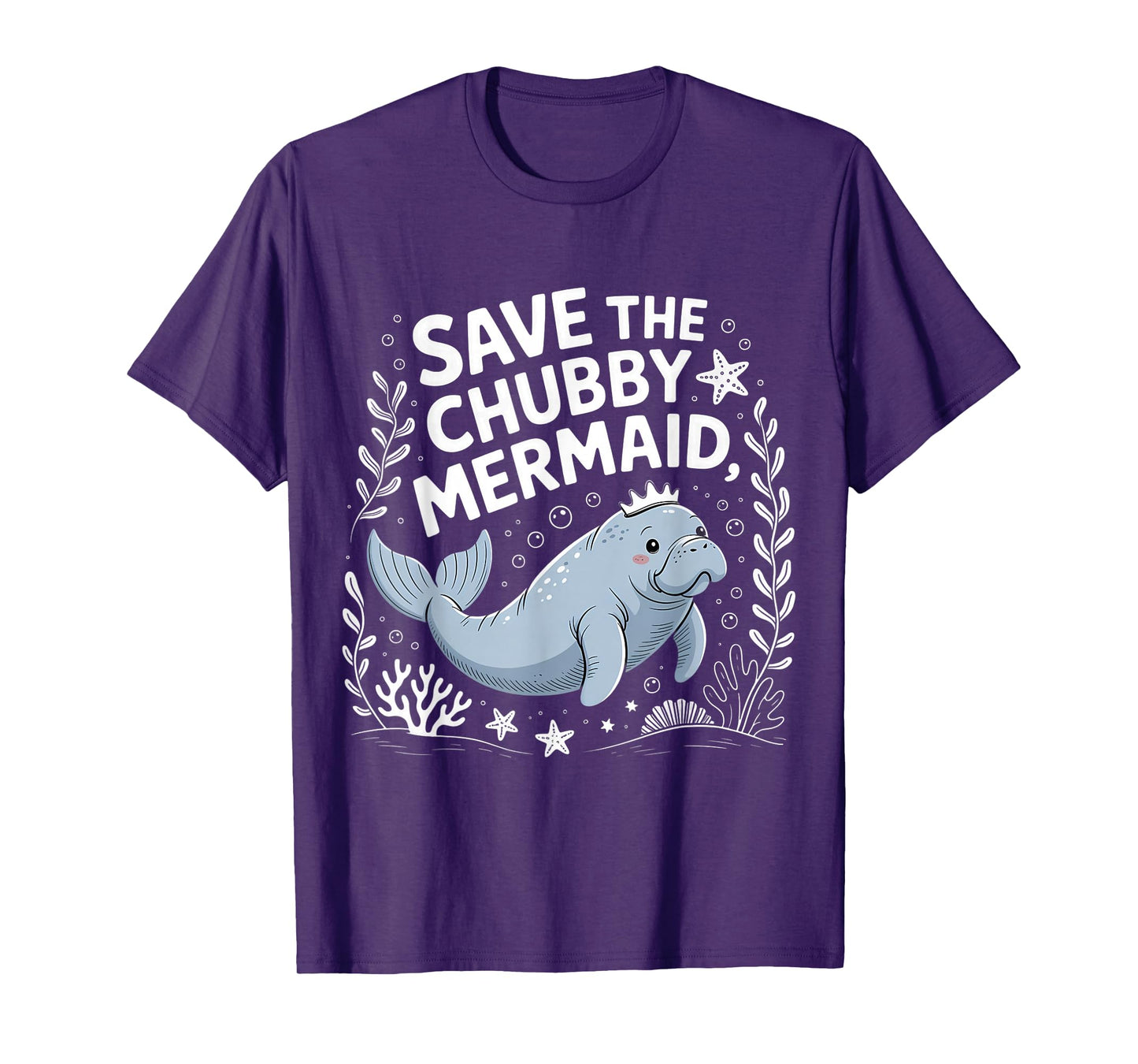 Save The Chubby Mermaid Manatee Funny Ocean Graphic T-Shirt