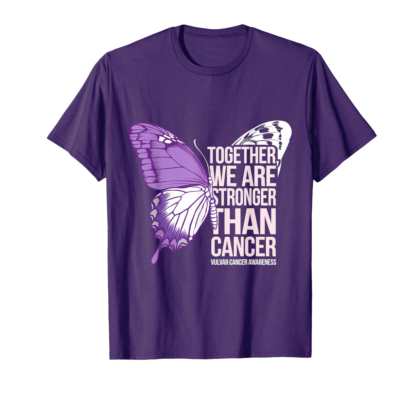 Vulvar Cancer Awareness We Are Stronger Lavender Ribbon T-Shirt