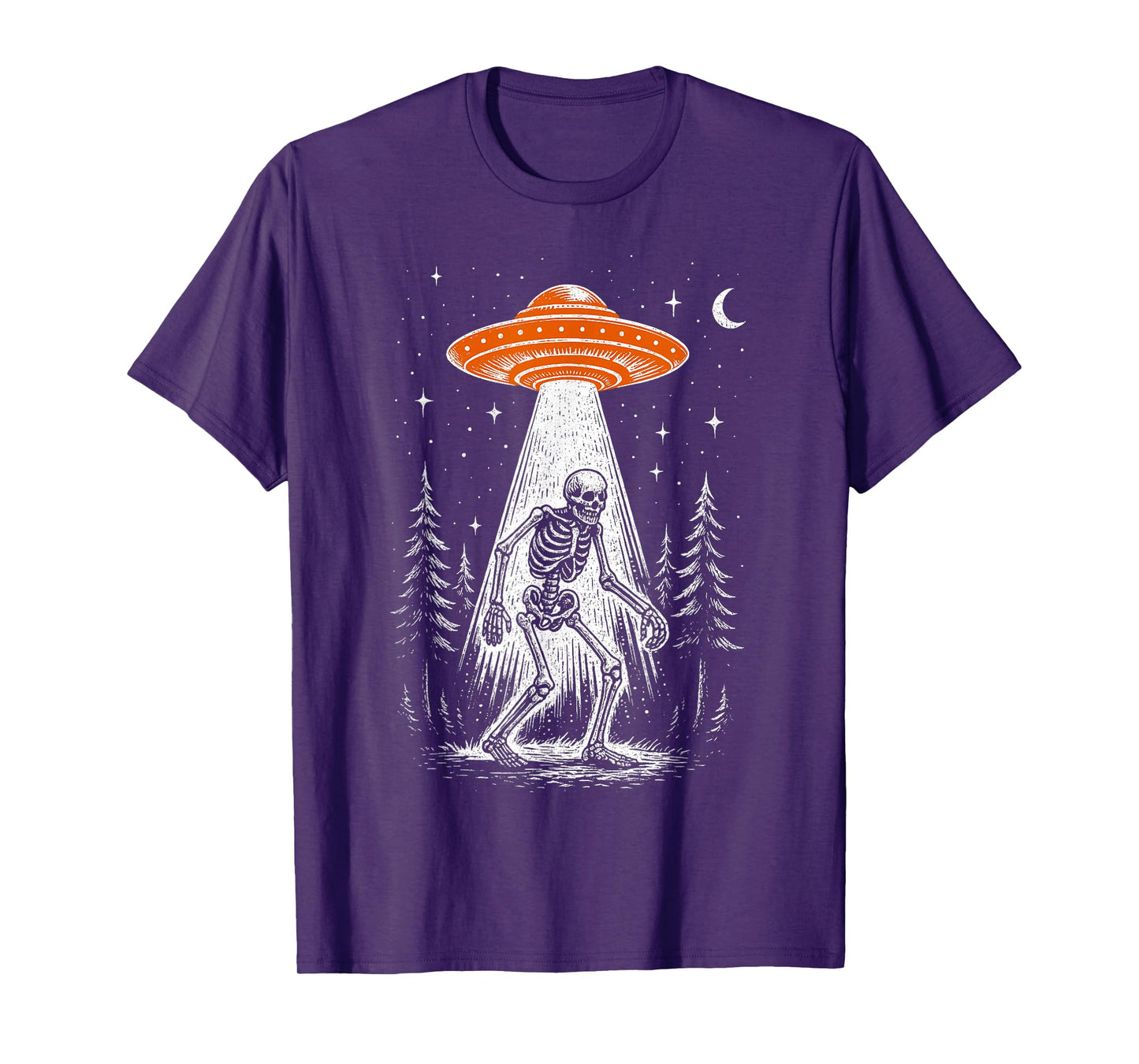 Skeleton Bigfoot UFO Alien Pumpkin Halloween T-Shirt