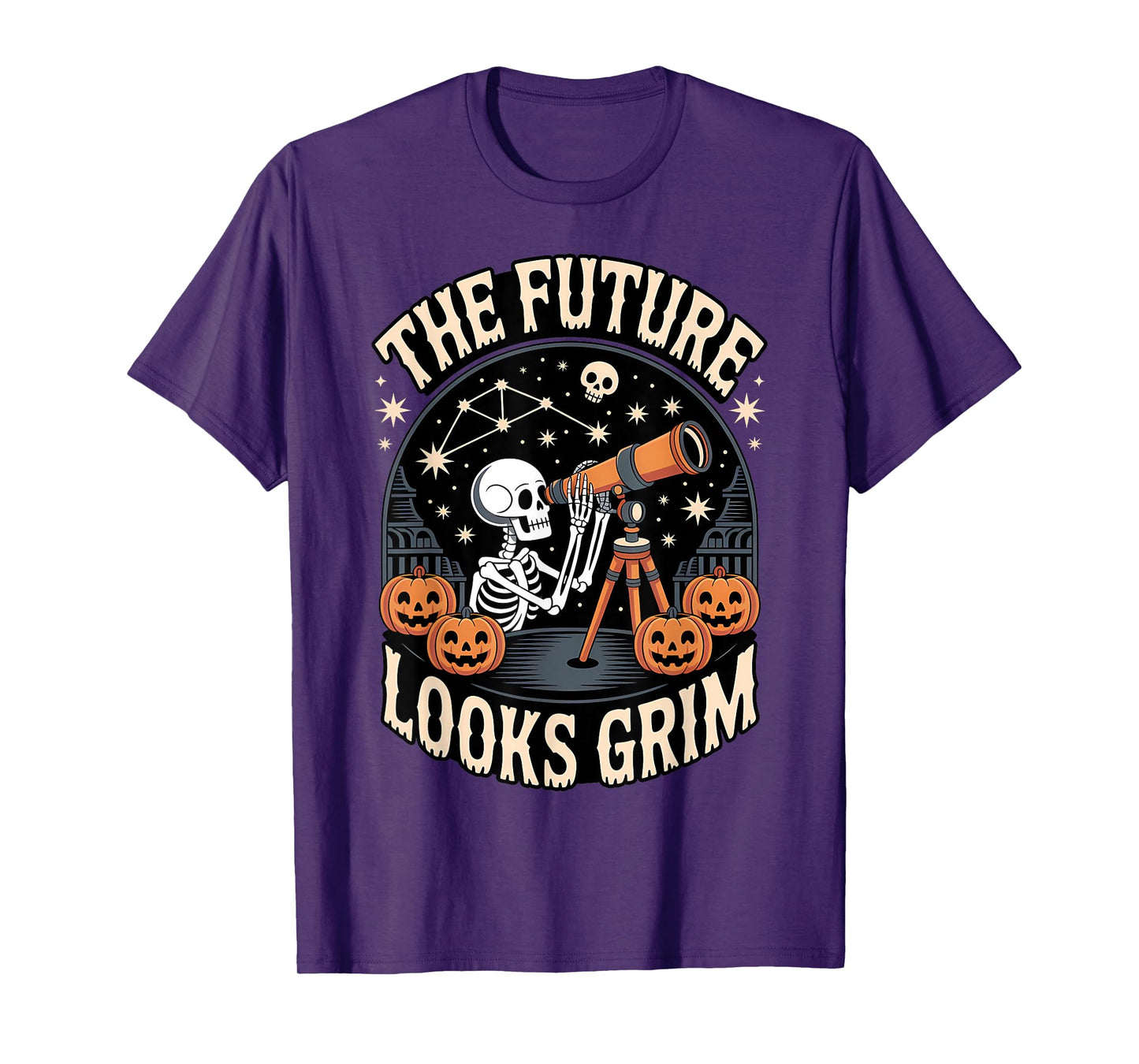 Skeleton Astronomer Halloween Funny Spooky Stargazing T-Shirt