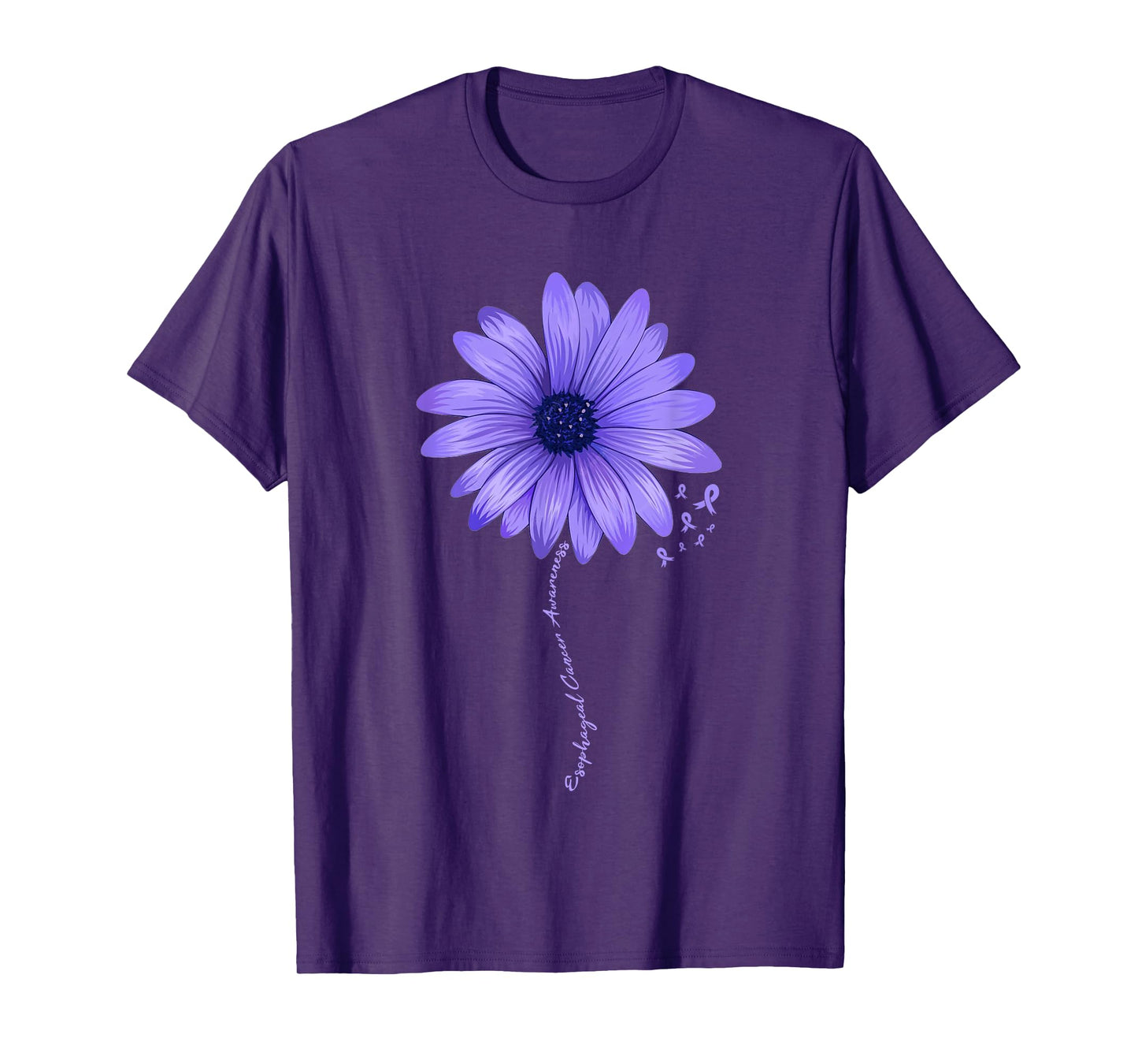 Esophageal Cancer Awareness Sunflower Periwinkle ribbon T-Shirt
