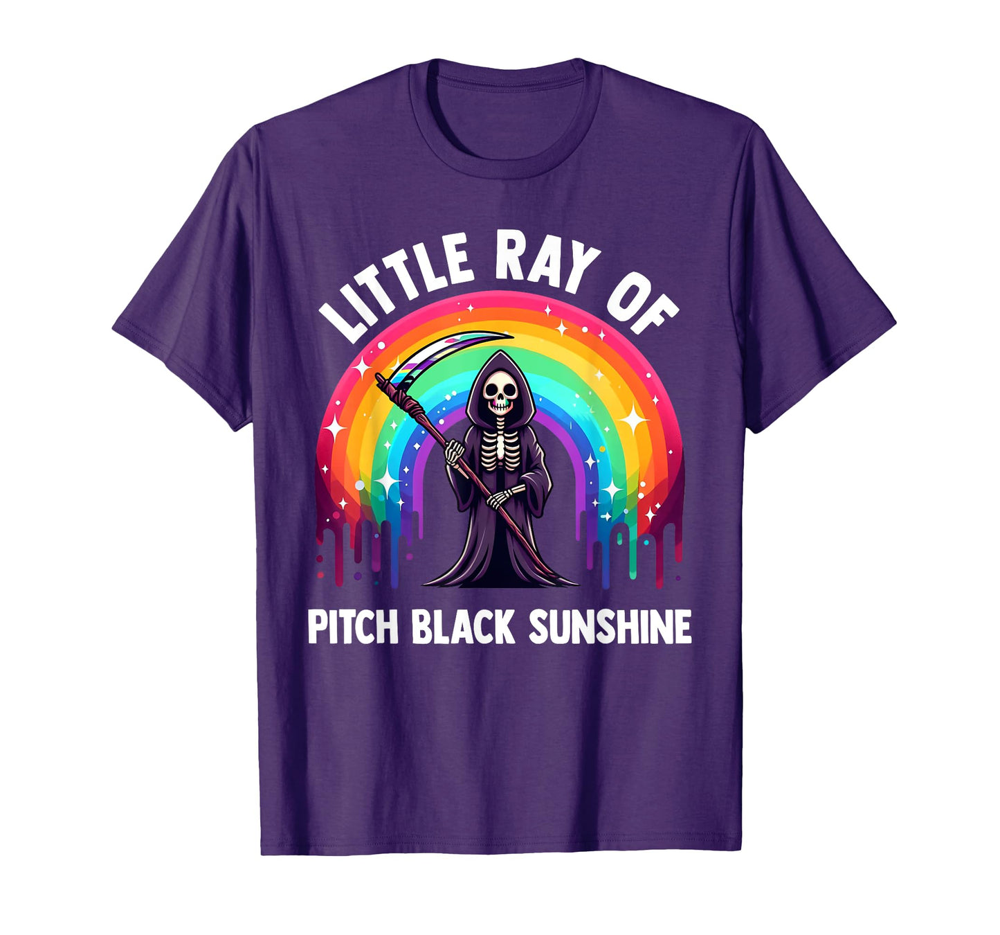 Little Ray Of Pitch Black Sunshine Death Rainbow Halloween T-Shirt for Men Women