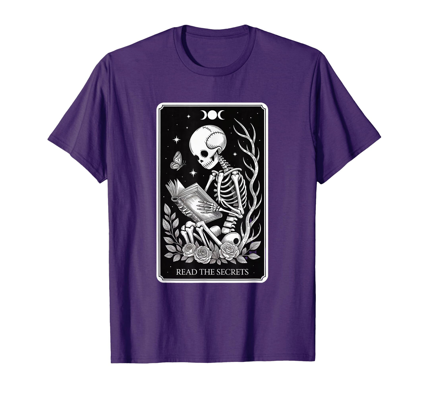Book Lover The Reader Tarot Card Funny Skeleton Reading T-Shirt