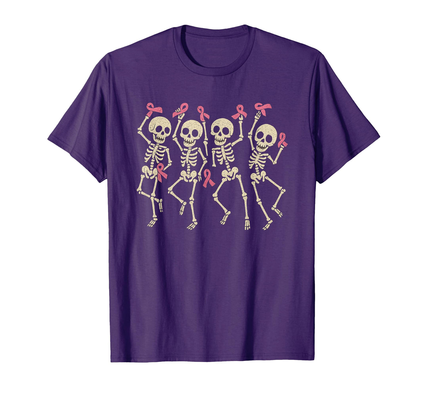 Pink Ribbon Breast Cancer Awareness Skeleton Women Men Kids T-Shirt