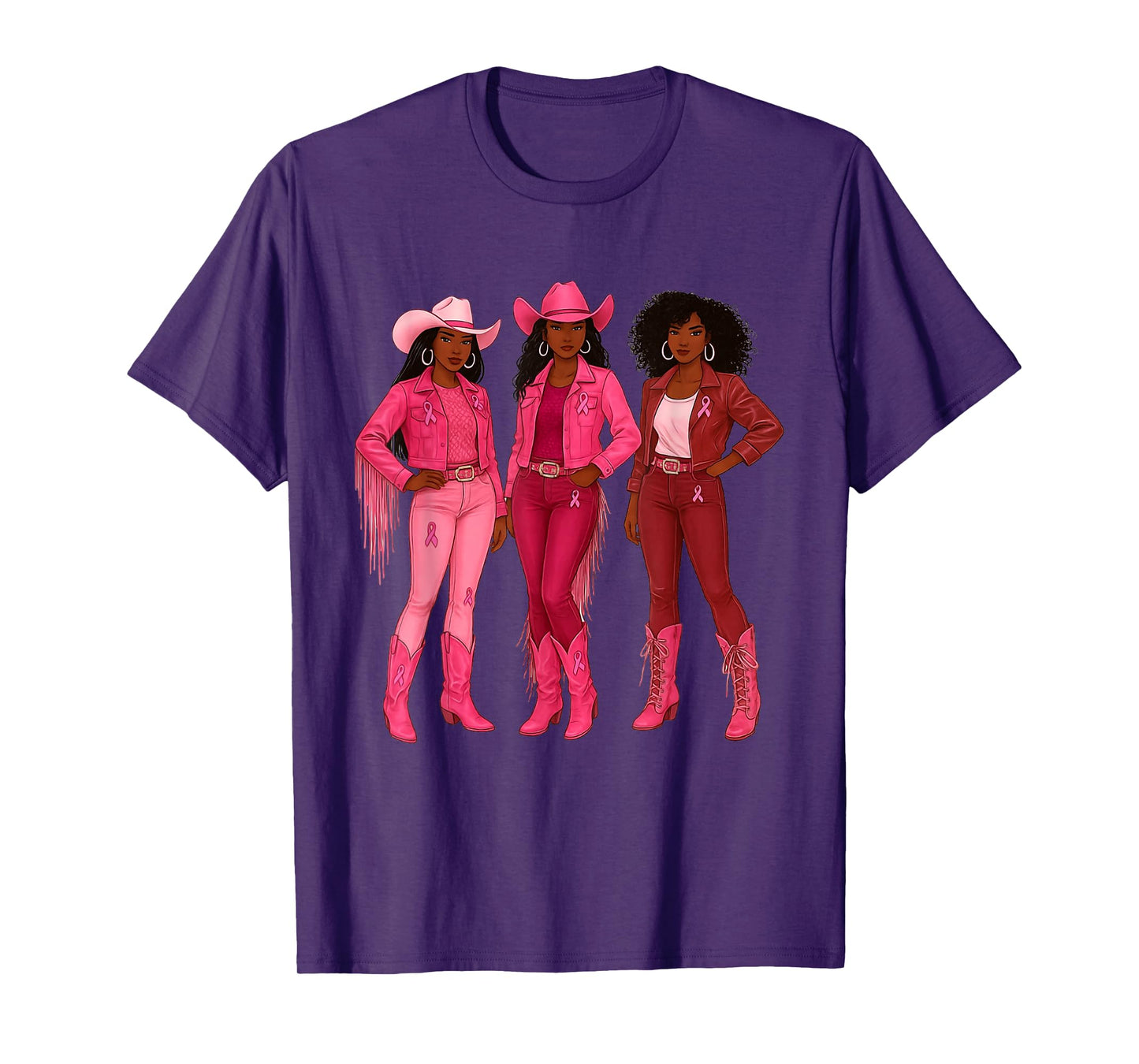 Western Cowgirl Breast Cancer Awareness for Rodeo Women T-Shirt