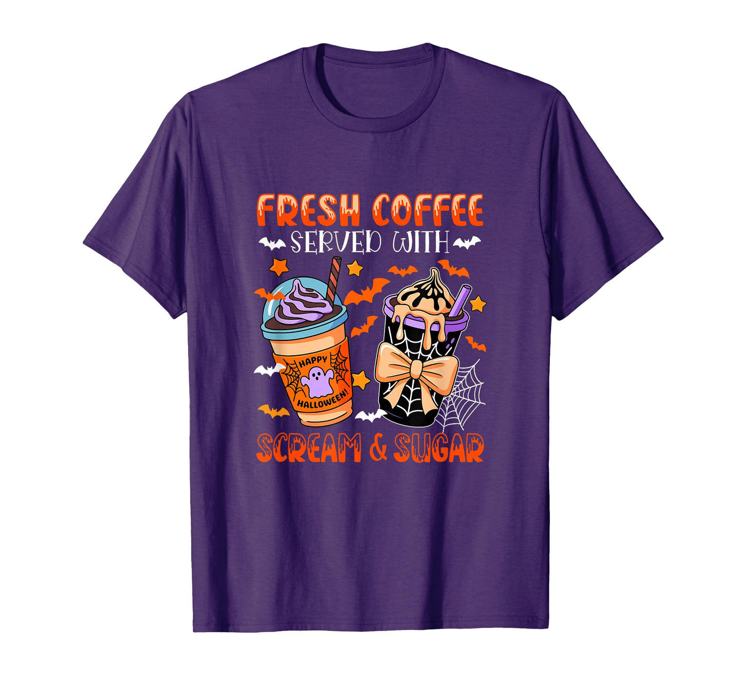 Fresh Coffee Served with Sugar and Scream Halloween Family T-Shirt