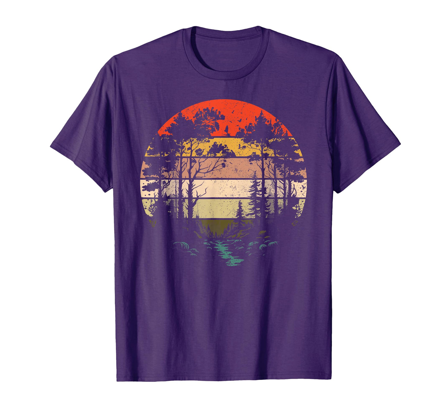Retro Forest Trees Outdoors Nature Women Men Vintage Graphic T-Shirt
