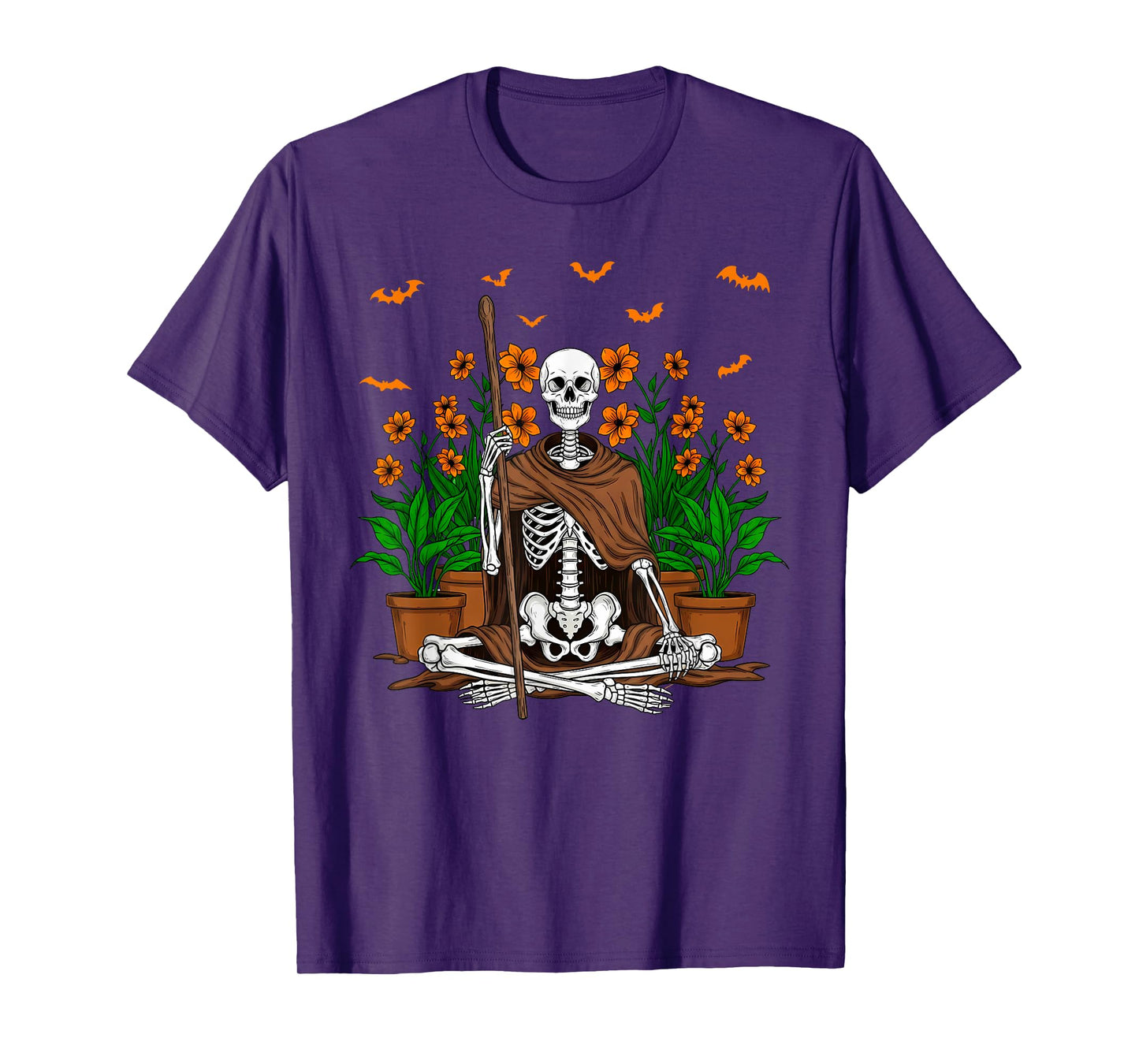 Skeleton Gardener Plants Halloween Gardening T-Shirt