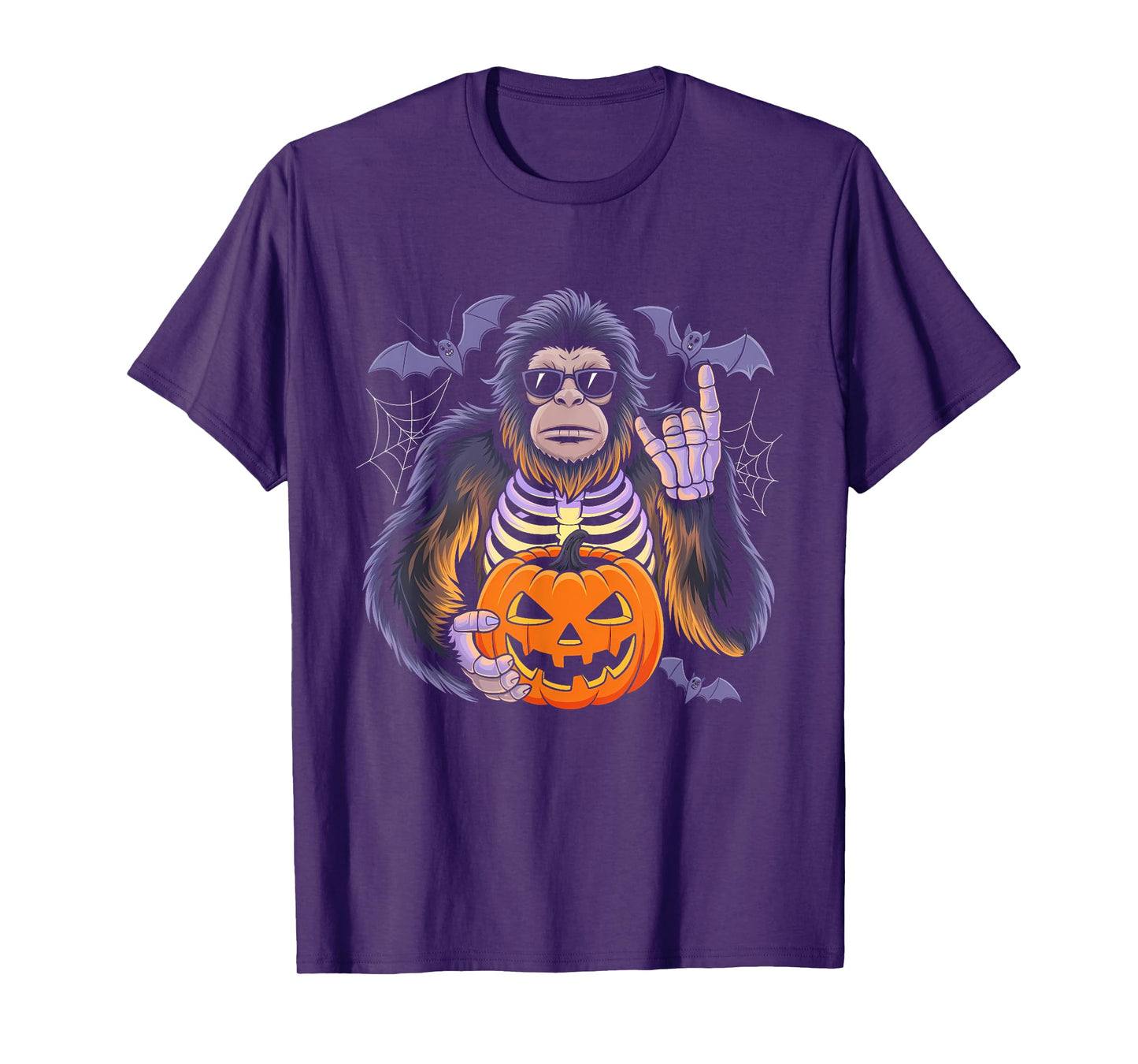 Spooky Bigfoot Jack O Lantern Skeleton Fun Halloween Youths T-Shirt