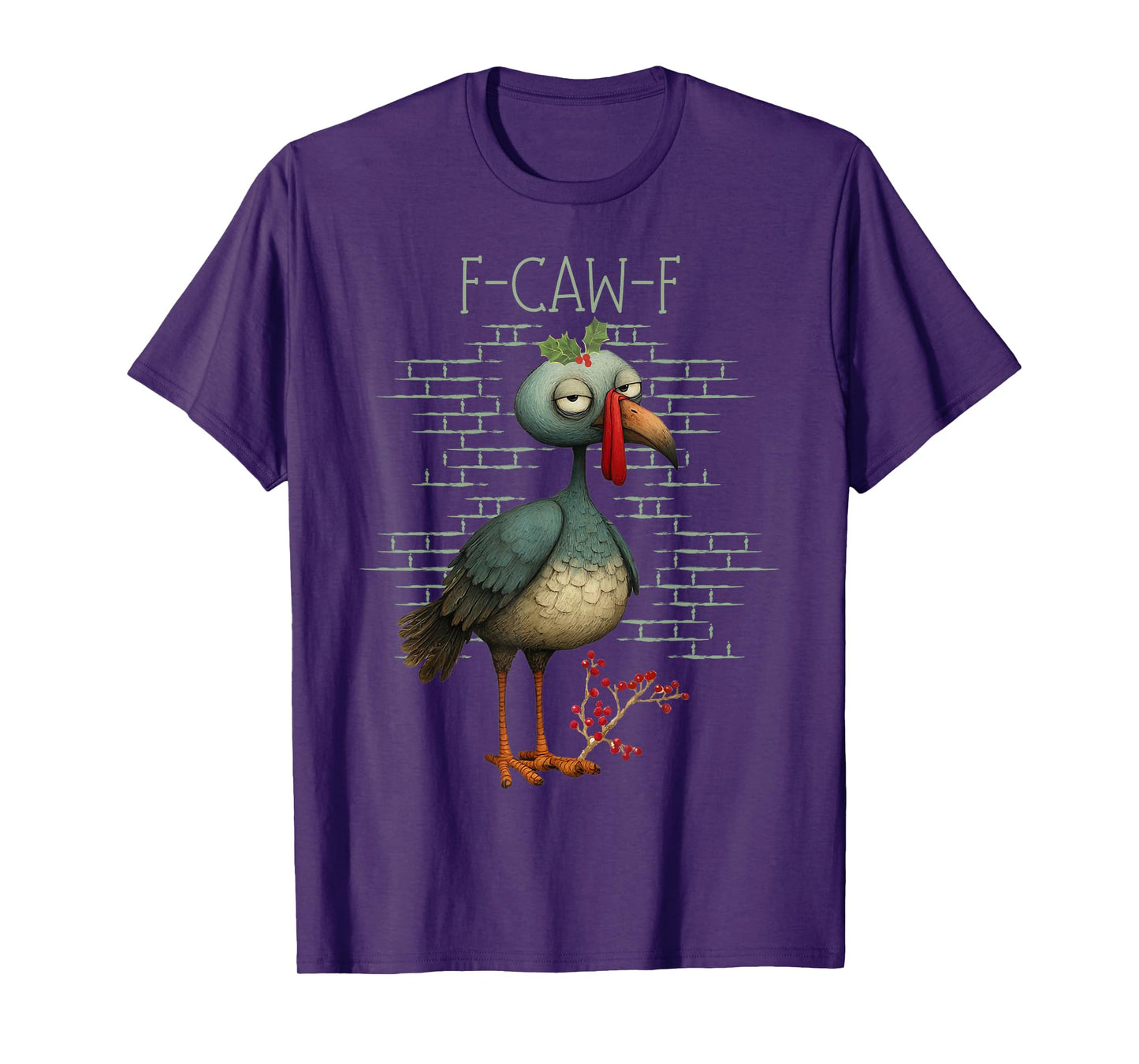 Funny Christmas Bird F-CAW-F Holiday Unisex Humor Graphic T-Shirt