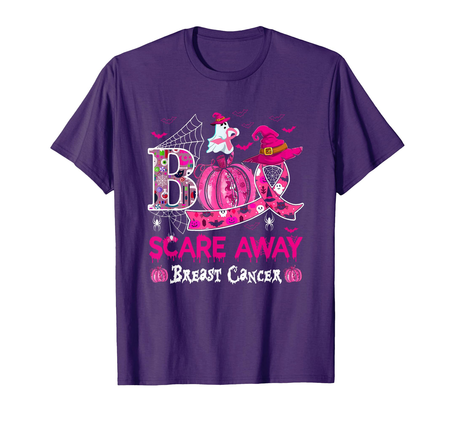 Cute Boo Halloween Pink Ribbon Breast Cancer Awareness Month T-Shirt