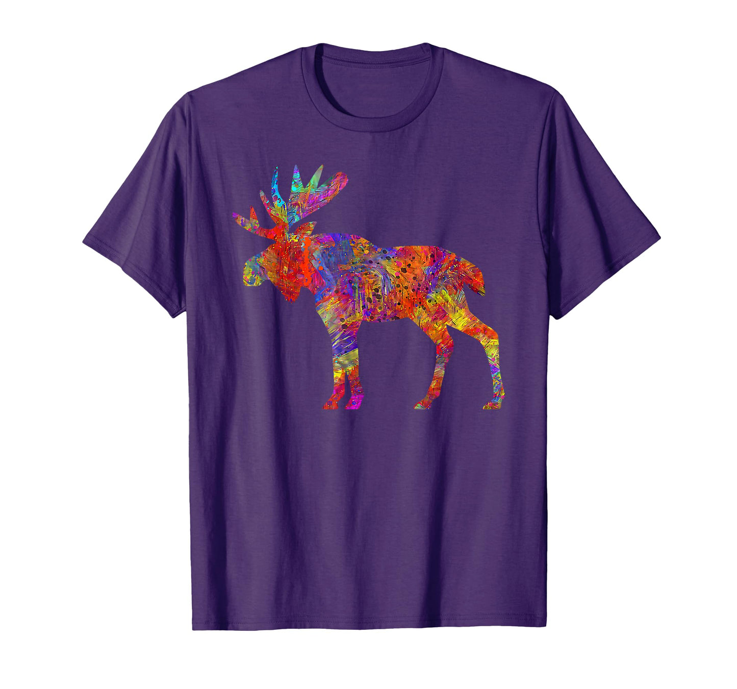 Colorful Canadian Moose Abstract Paint Wildlife T-Shirt