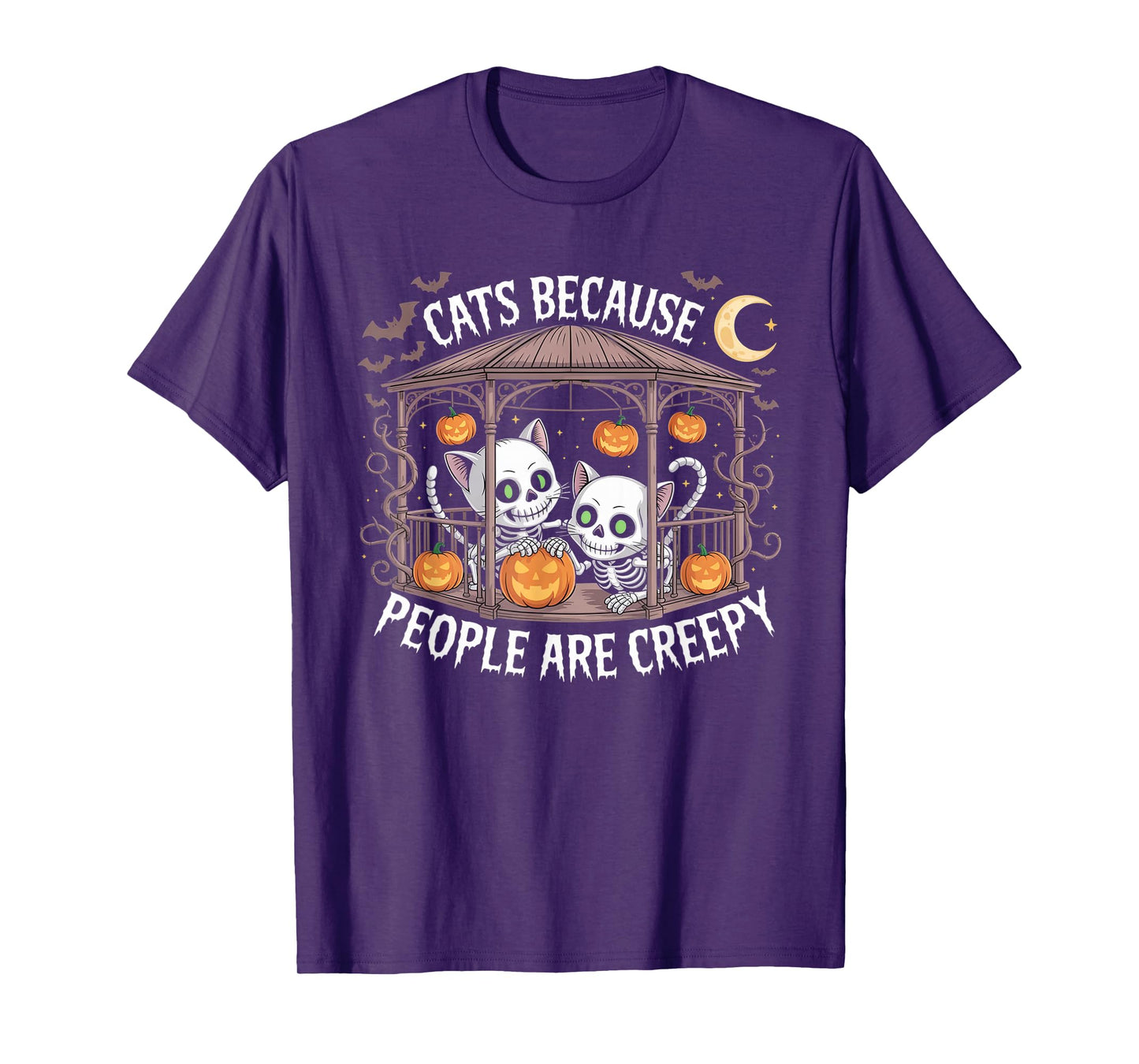 Cats Because People are Creepy Ghost Halloween Cat Mom Kids T-Shirt