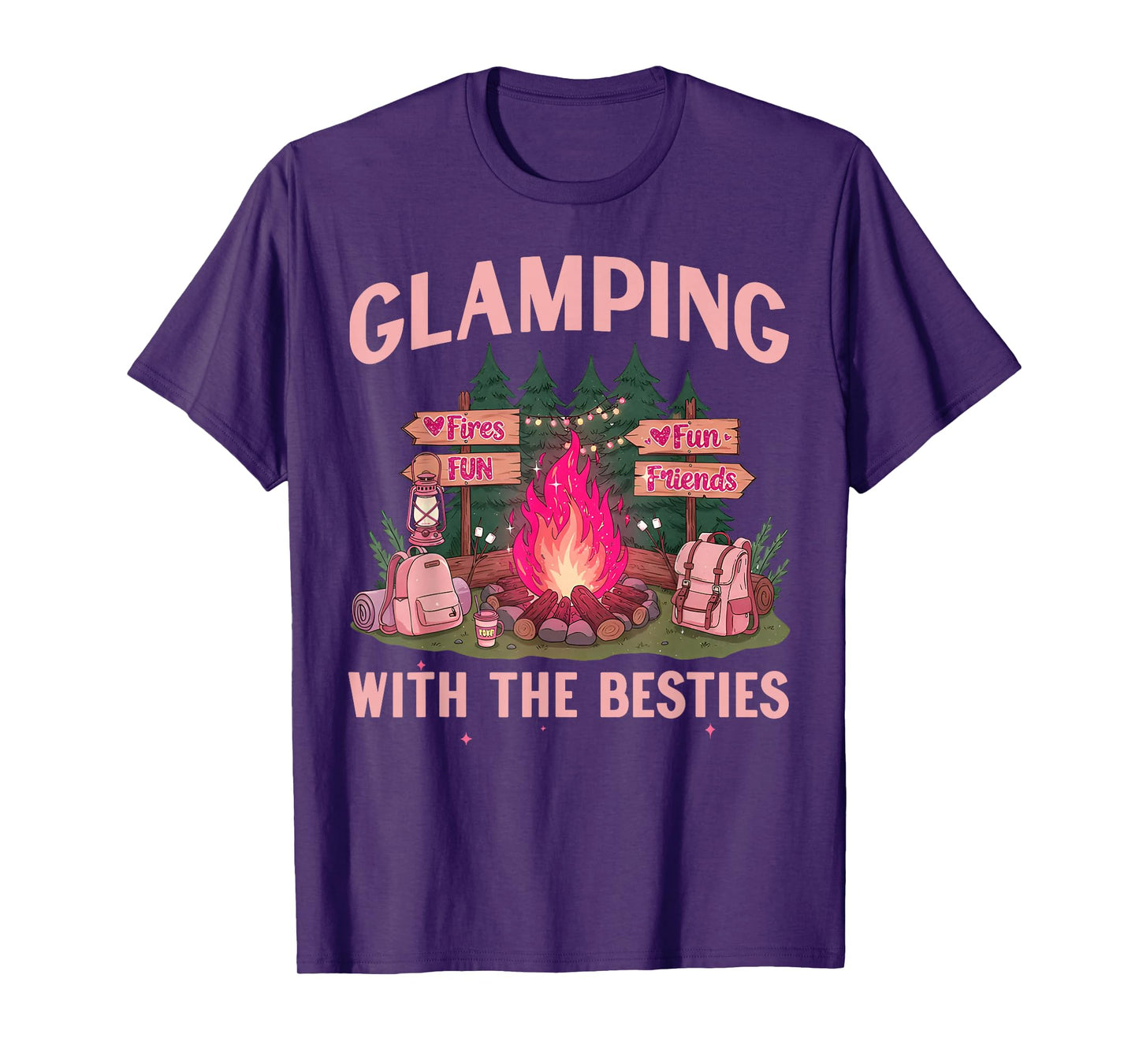 Glamping With The Besties Funny Friendship Camping Girls T-Shirt