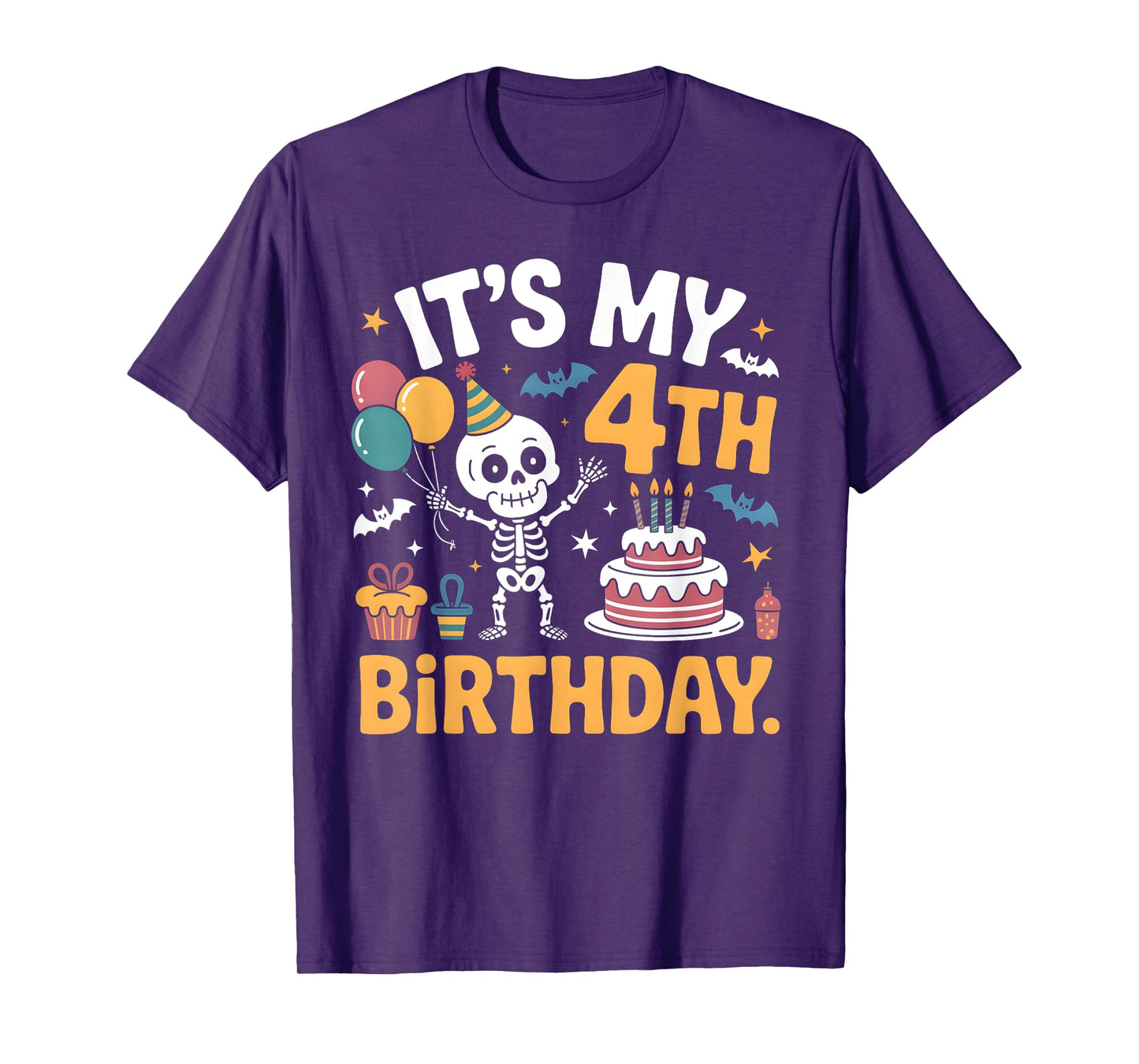 It’s My 4th Birthday Spooky Skeleton Halloween Costume Kids T-Shirt