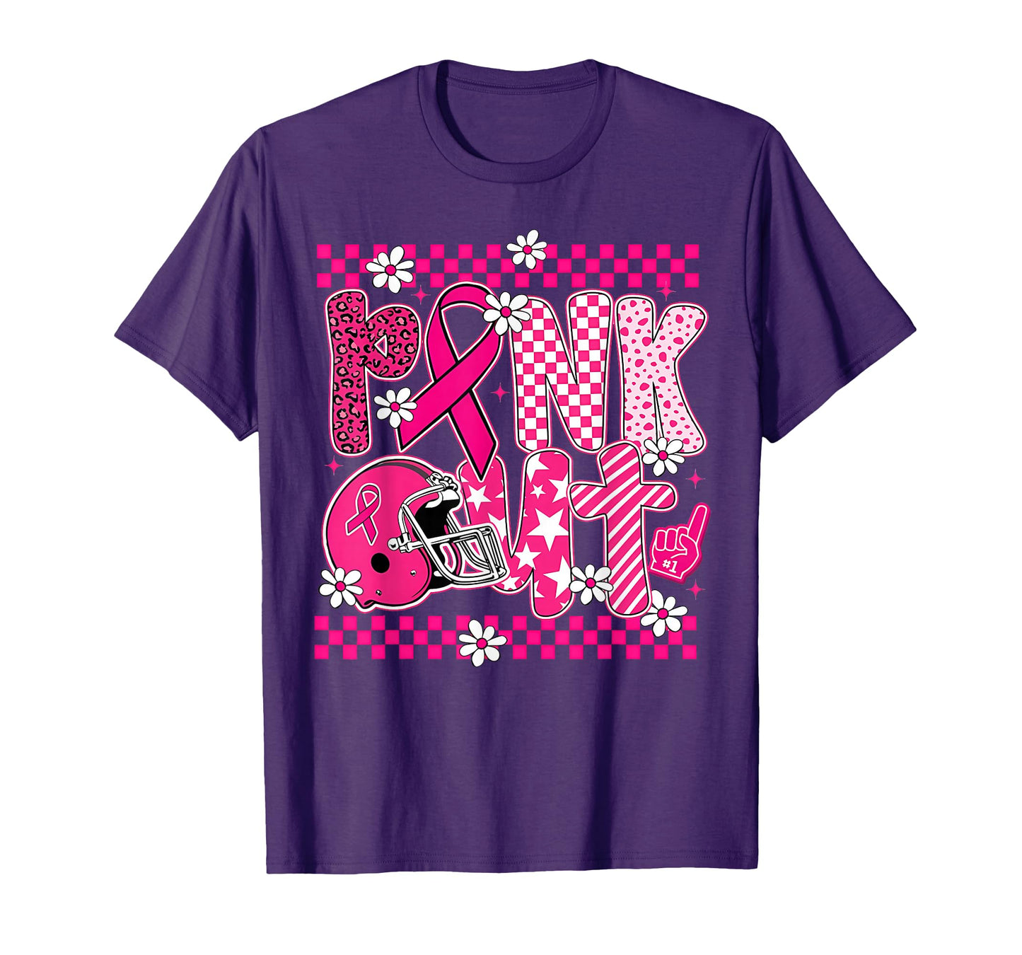 Pink Out Cheer Football Pink Ribbon Breast Cancer Awareness T-Shirt