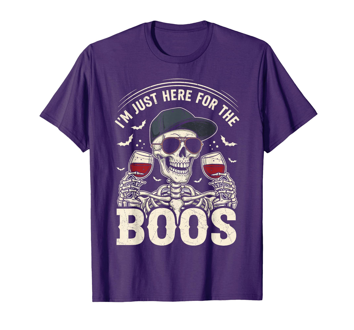 I'm Just Here for The Boos Funny Halloween Skeleton for Men T-Shirt