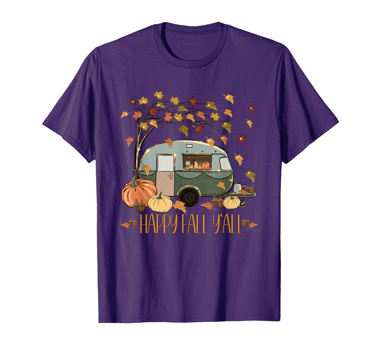 Happy Fall Yall For Camper Women Cute Autumn Fall Quote T-Shirt