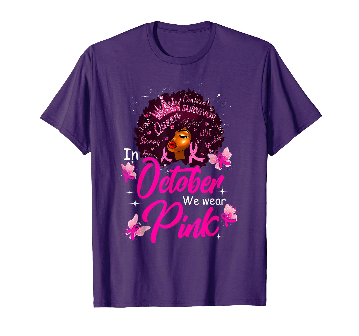 In October We Wear Pink Black Women Breast Cancer Awareness T-Shirt