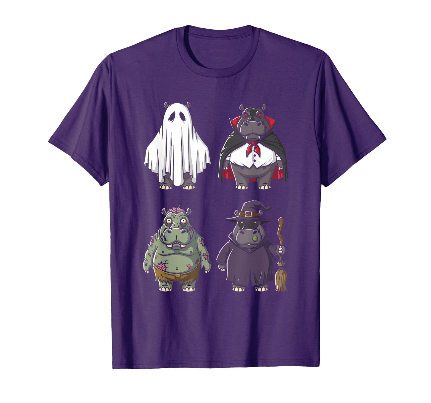 Funny Hippo Ghost Witch Zombie Halloween Costume Boys Girls T-Shirt