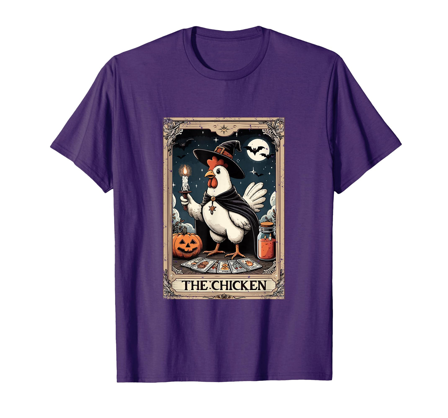 The Chicken Halloween Witch Cute Tarot Card Lover Player T-Shirt