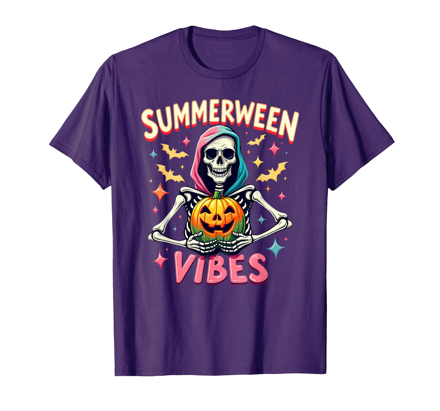 Ghost Skeleton Pumpkin Summerween Vibes T-Shirt