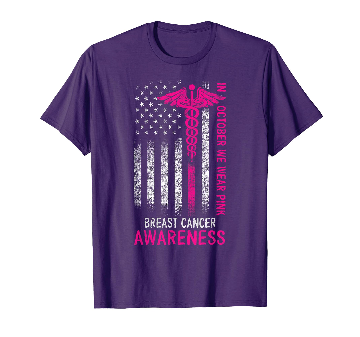 Shirts For Nurses In October We Wear Pink US Flag Nurses Tee T-Shirt
