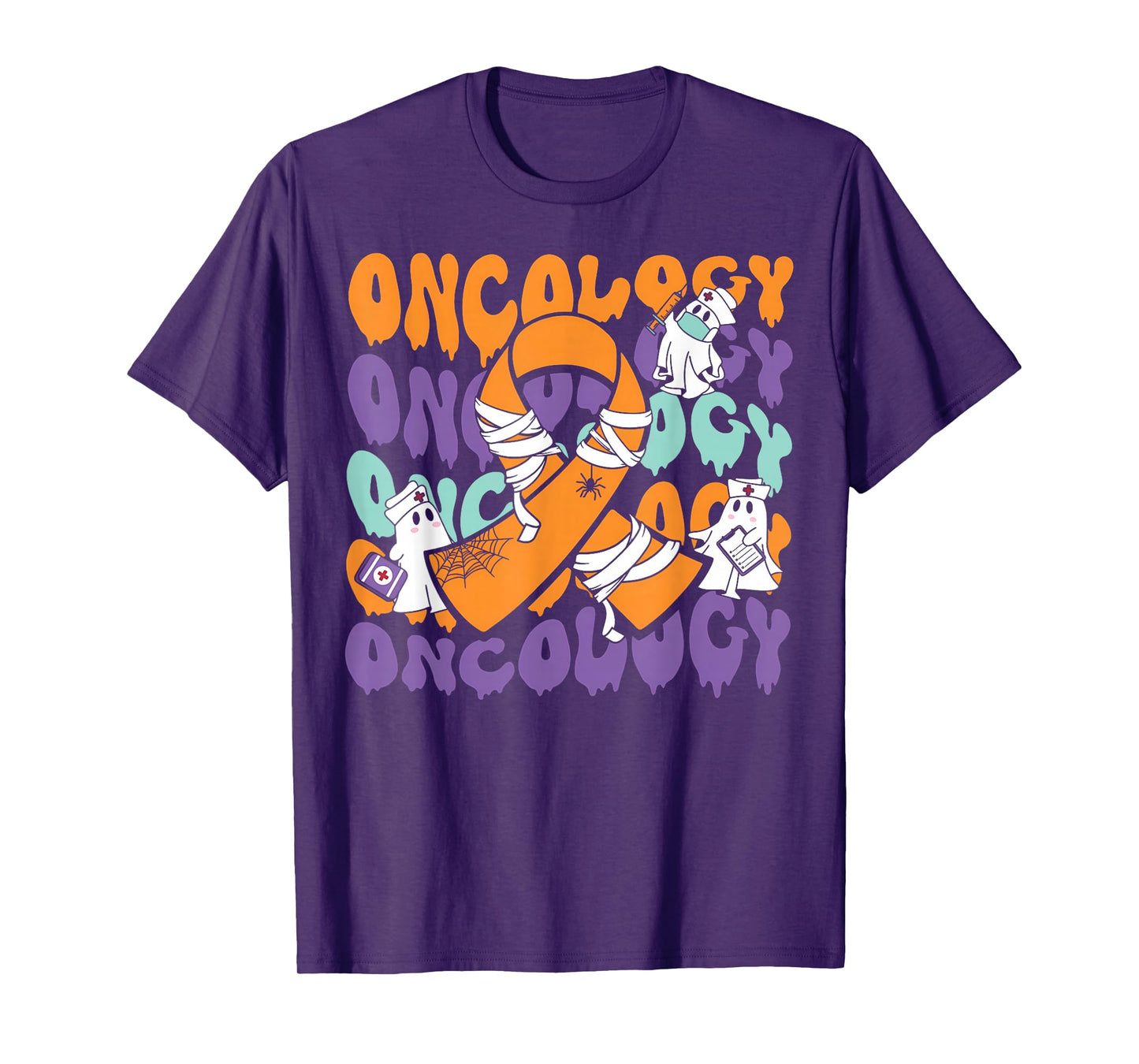 Oncology Nurse Halloween Ribbon Heme Onc RN Cancer Awareness T-Shirt