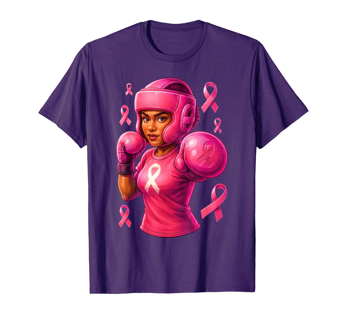 Women Black African American Fight Breast Cancer Pink Ribbon T-Shirt