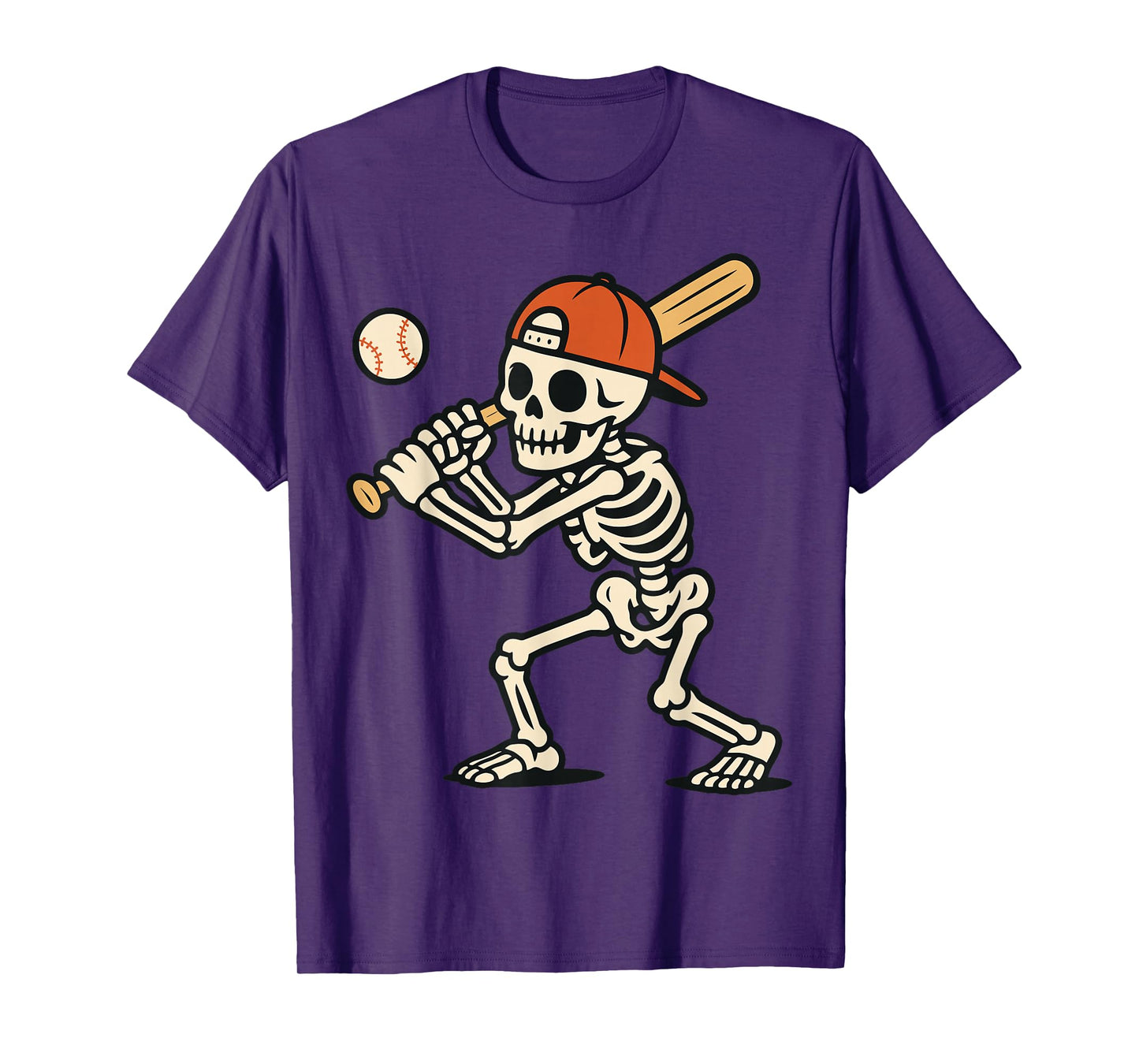 Baseball Skeleton Teen Funny Halloween Spooky T-Shirt