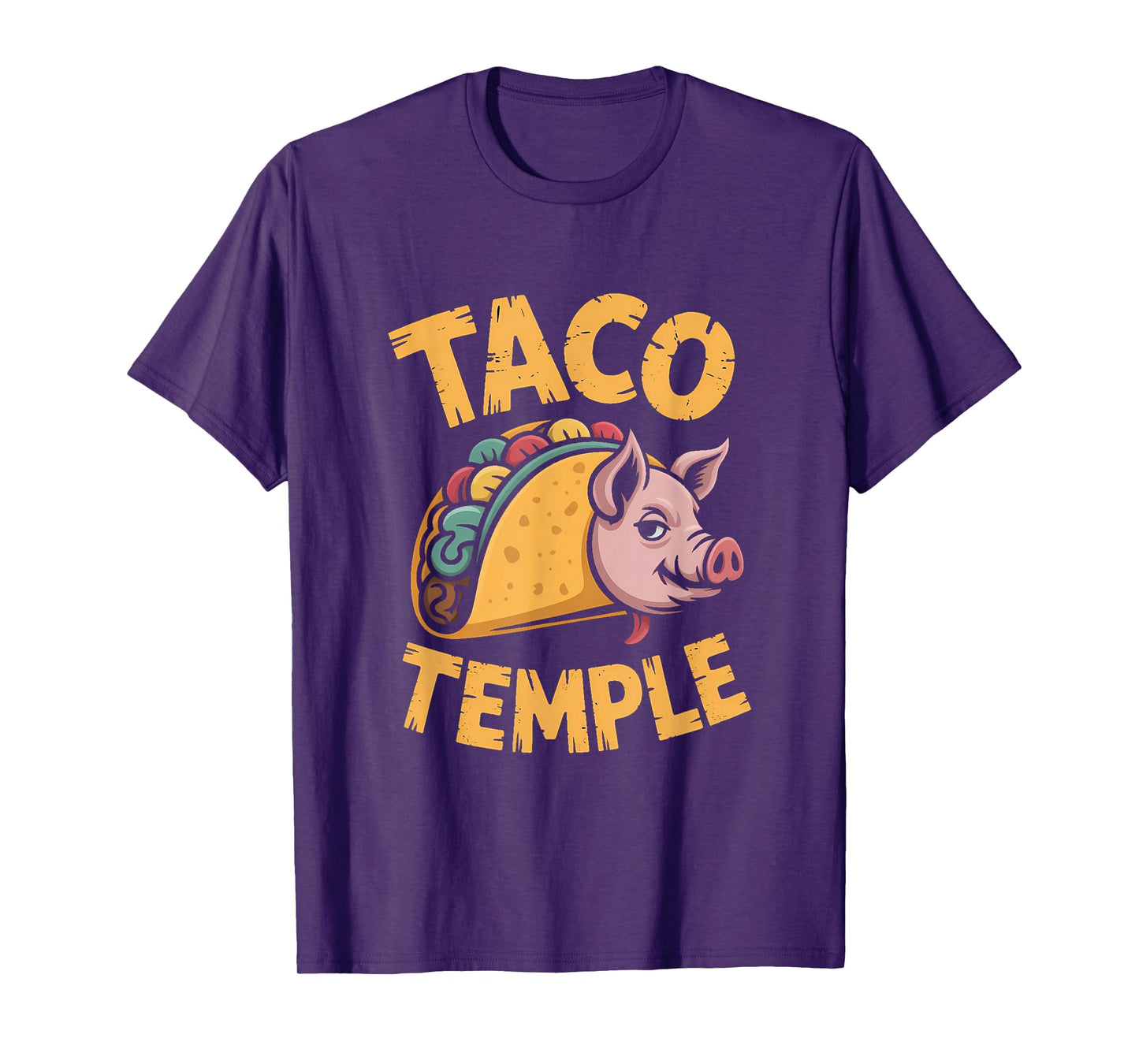 Aztec Pig: Taco Temple Retro Illustration T-Shirt