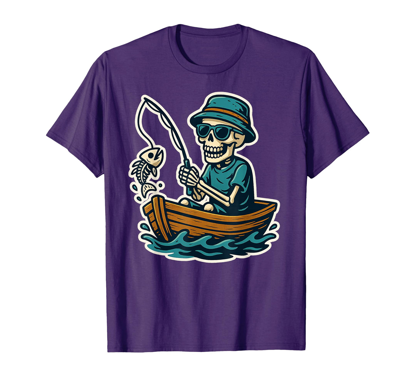 Funny Skeleton Fishing Graphic | Skele-Angler Fisherman T-Shirt