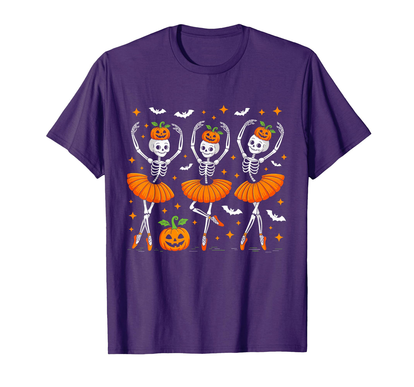Halloween Ballet Skeletons Pumpkin Scary Women Men Boys Girl T-Shirt