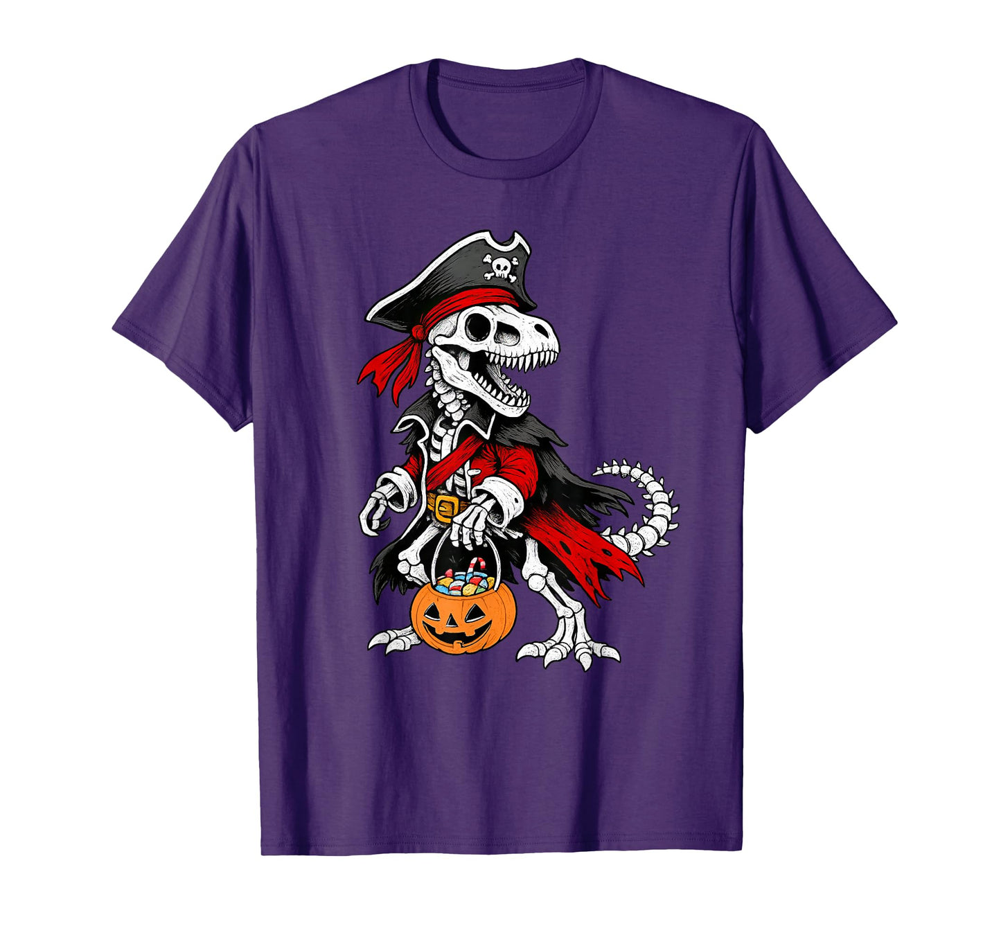 Skeleton Pirate Pumpkin Halloween Kids Boys T-Shirt