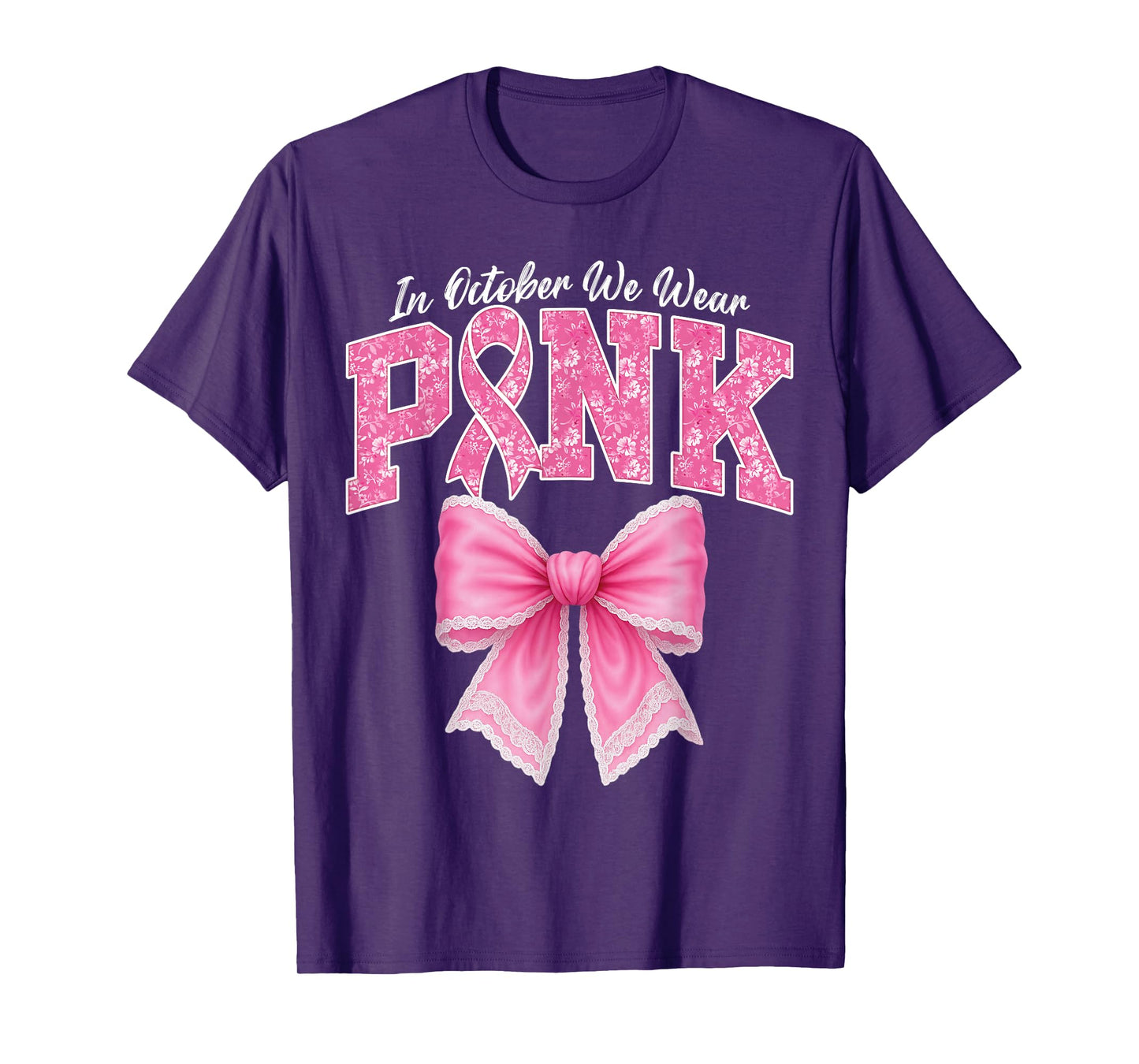 In October We Wear Pink Coquette Bow Breast Cancer Women T-Shirt