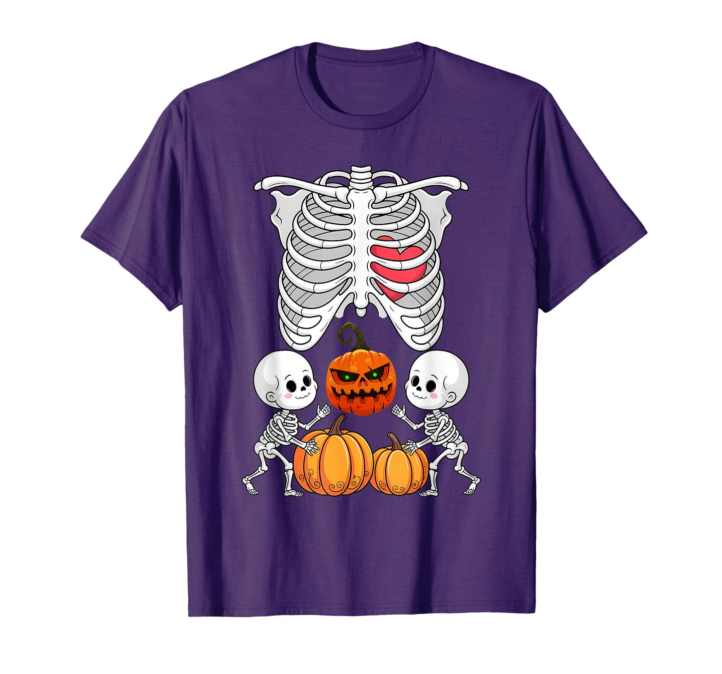 Halloween Twin Pregnant Skeleton Twins Baby Xray Rib Cage T-Shirt