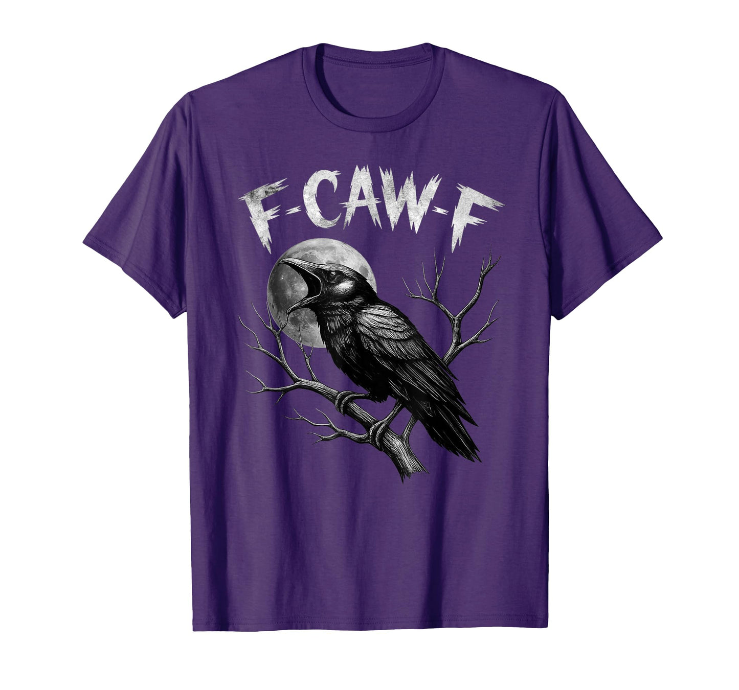 Black Crow, F-Caw-F Funny Black Bird Moon Gothic Adult Humor T-Shirt