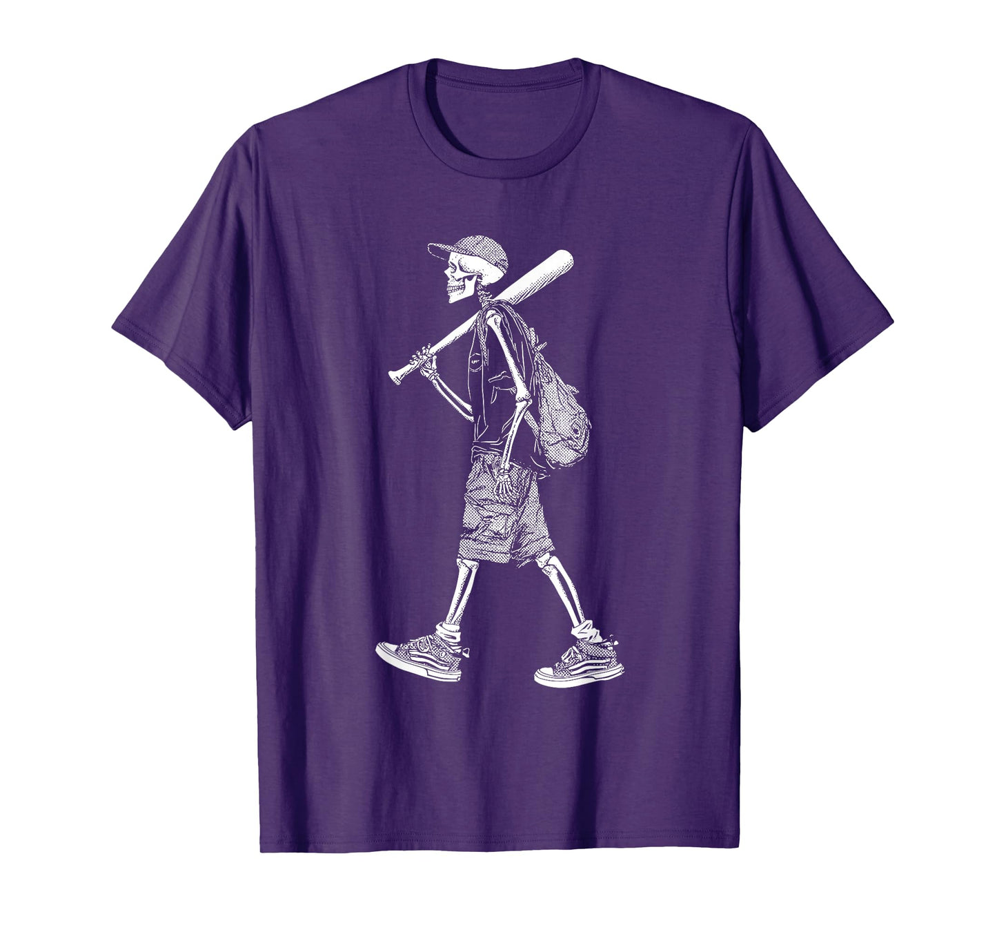 Skeleton Baseball Halloween Graphic Creepy Spooky T-Shirt