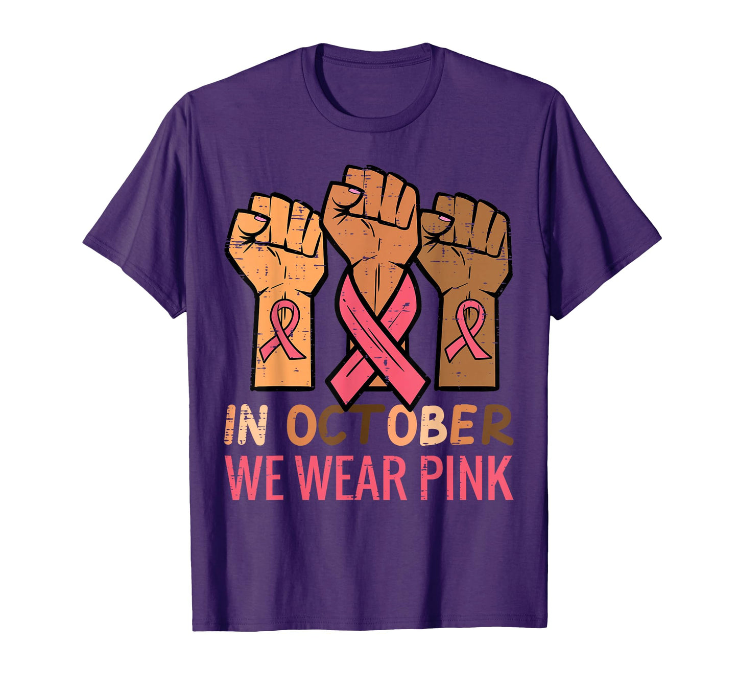 Breast Cancer Awareness Fist Warrior Support Men Women Kids T-Shirt