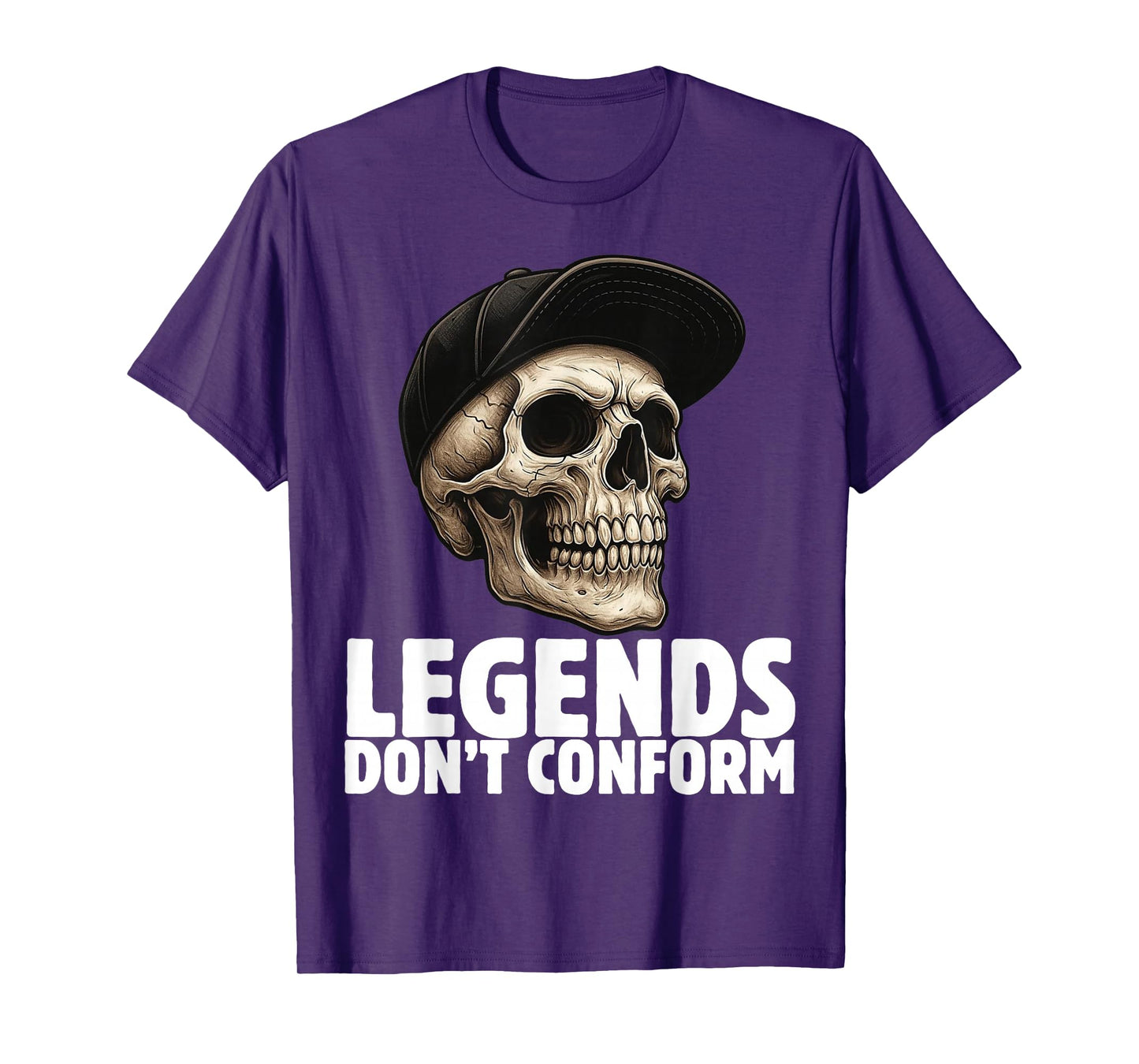 Skull in Cap Street Style Urban Art Skeleton T-Shirt