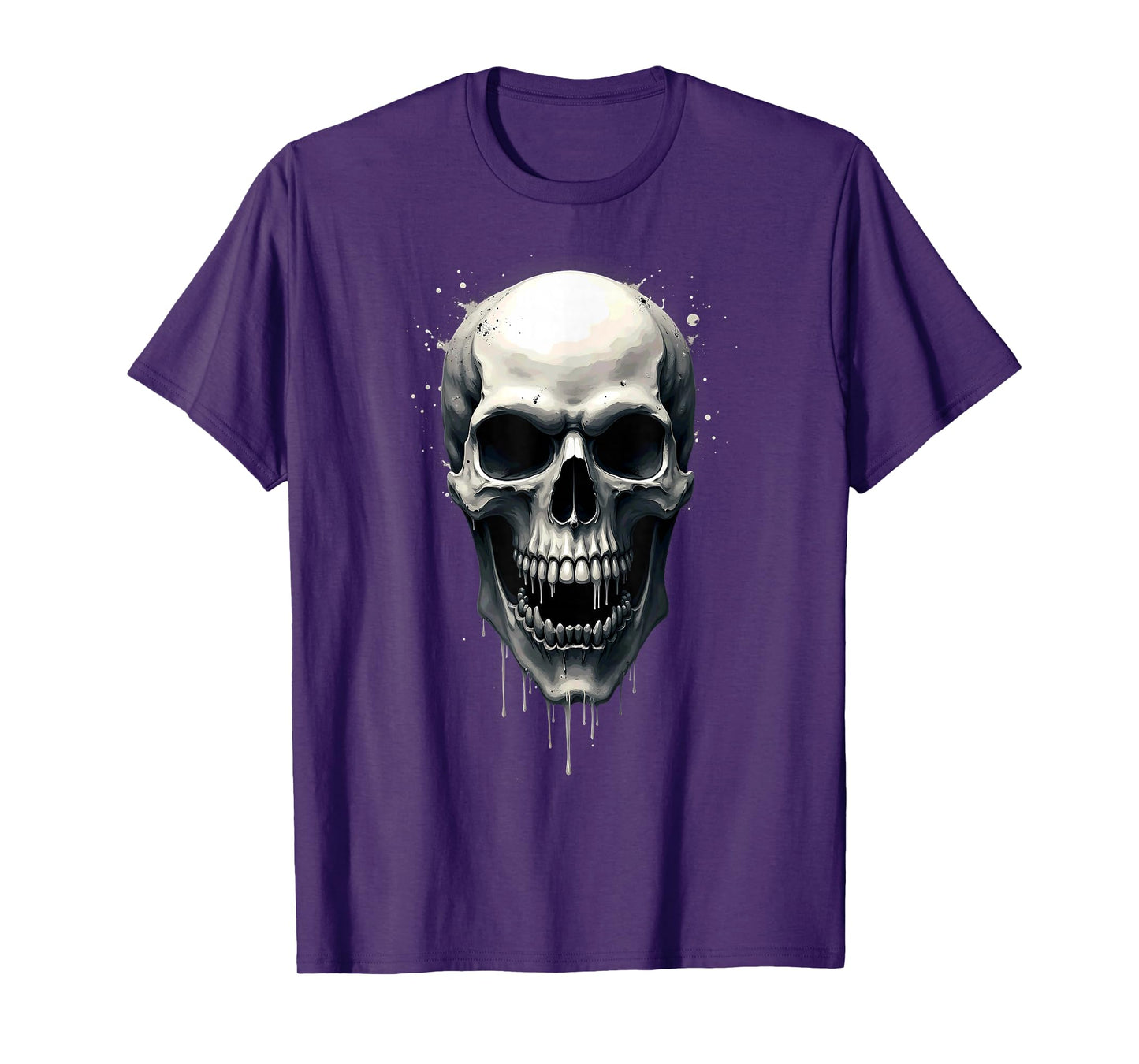 Melting Scary Skull Drip Skeleton Halloween T-Shirt