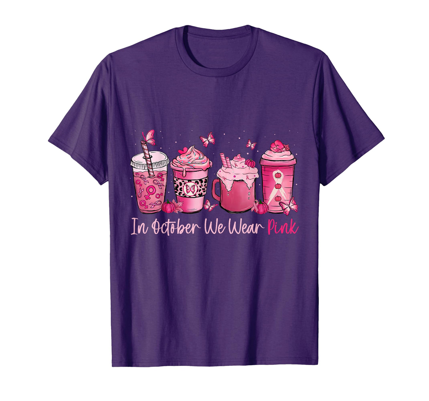 In October We Wear Pink Coffee Spice Breast Cancer Awareness T-Shirt