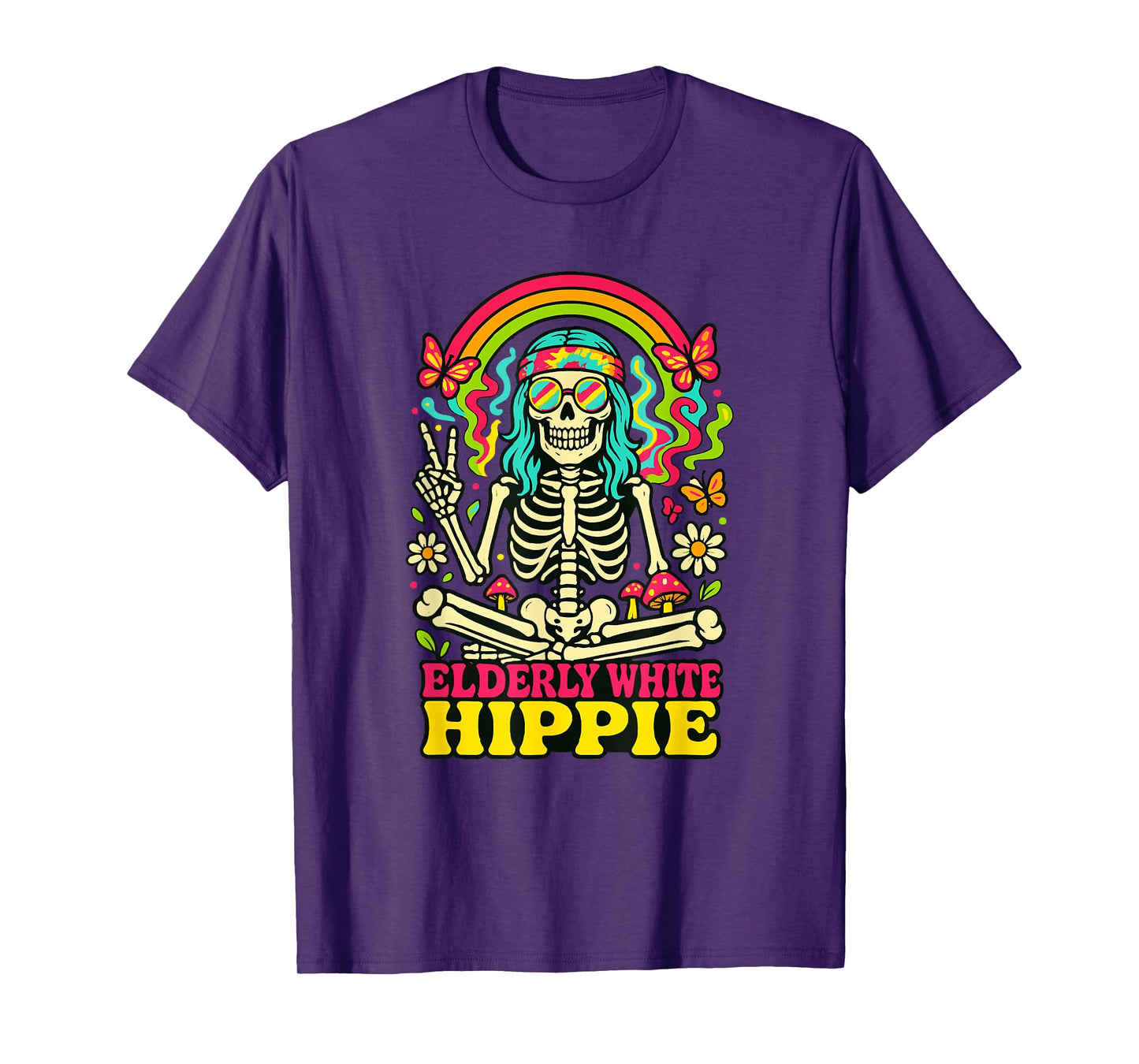 Elderly White Hippie Peace Sign Retro Men Women T-Shirt