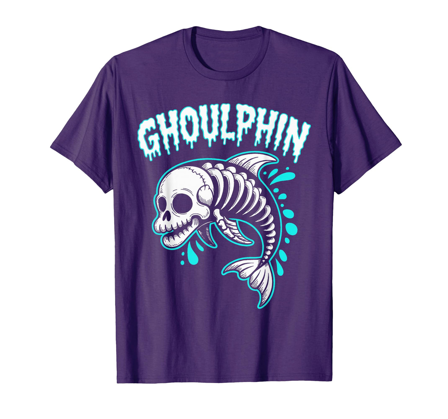 Spooky Dolphin Skeleton Halloween T-Shirt