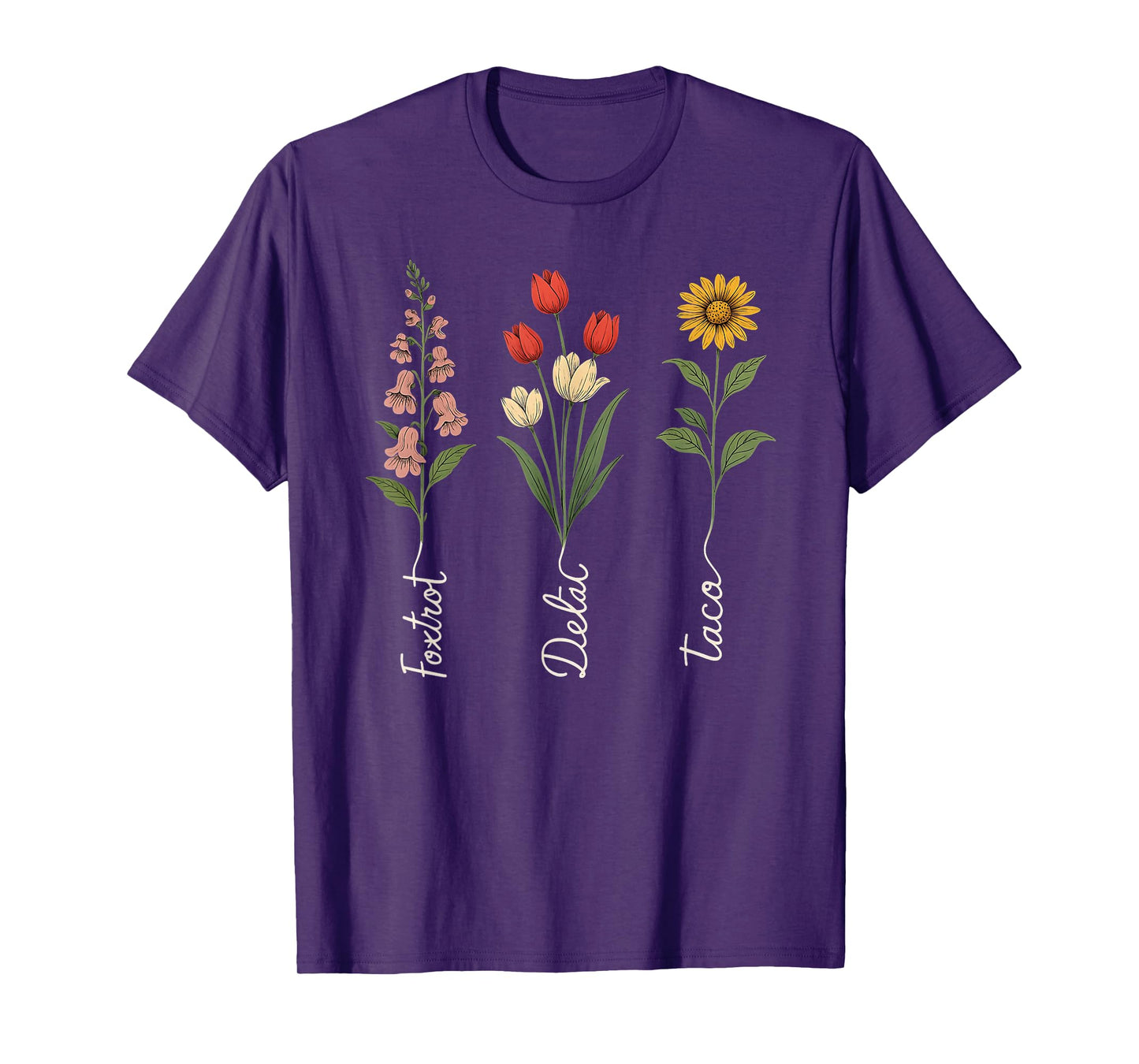 Retro Foxtrots Deltas Taco Flower T-Shirt
