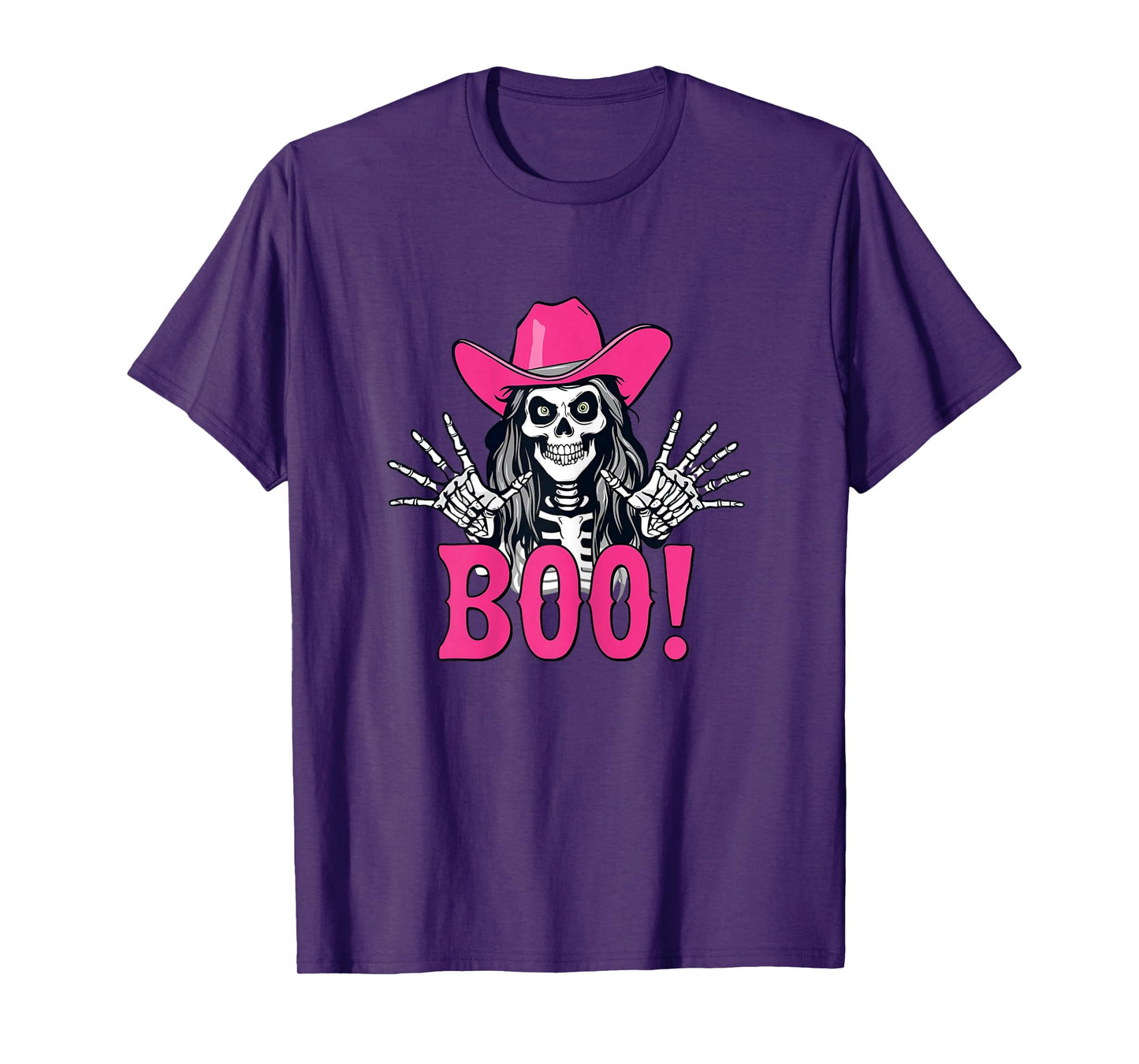 Skeleton Cowgirl Halloween Boo – Funny Pink Spooky Western T-Shirt