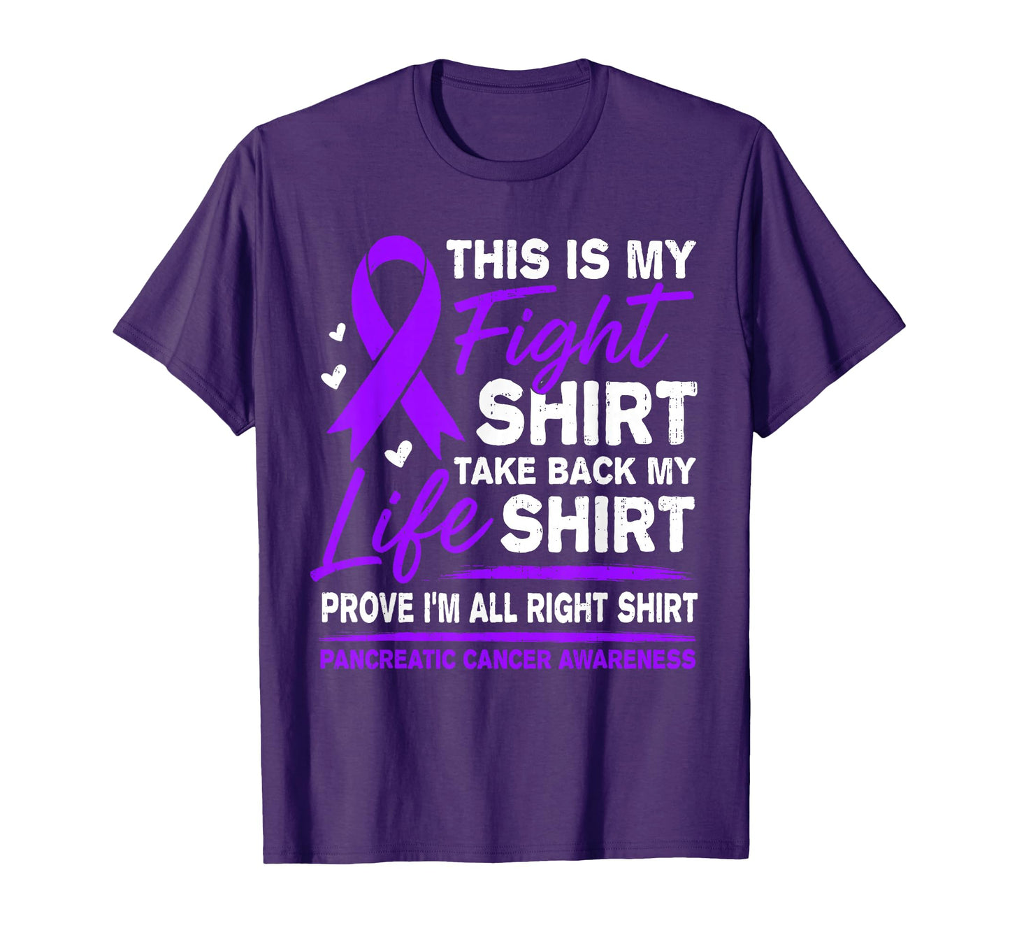 Pancreatic Cancer Awareness Ribbon Purple for Men Women Kids T-Shirt
